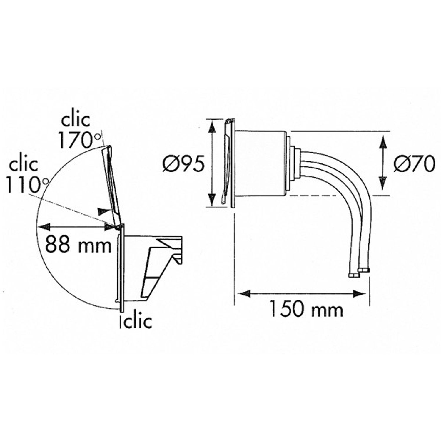 Nuova Rade 46304 Indbygget Brus med 3m Slange Forkromet