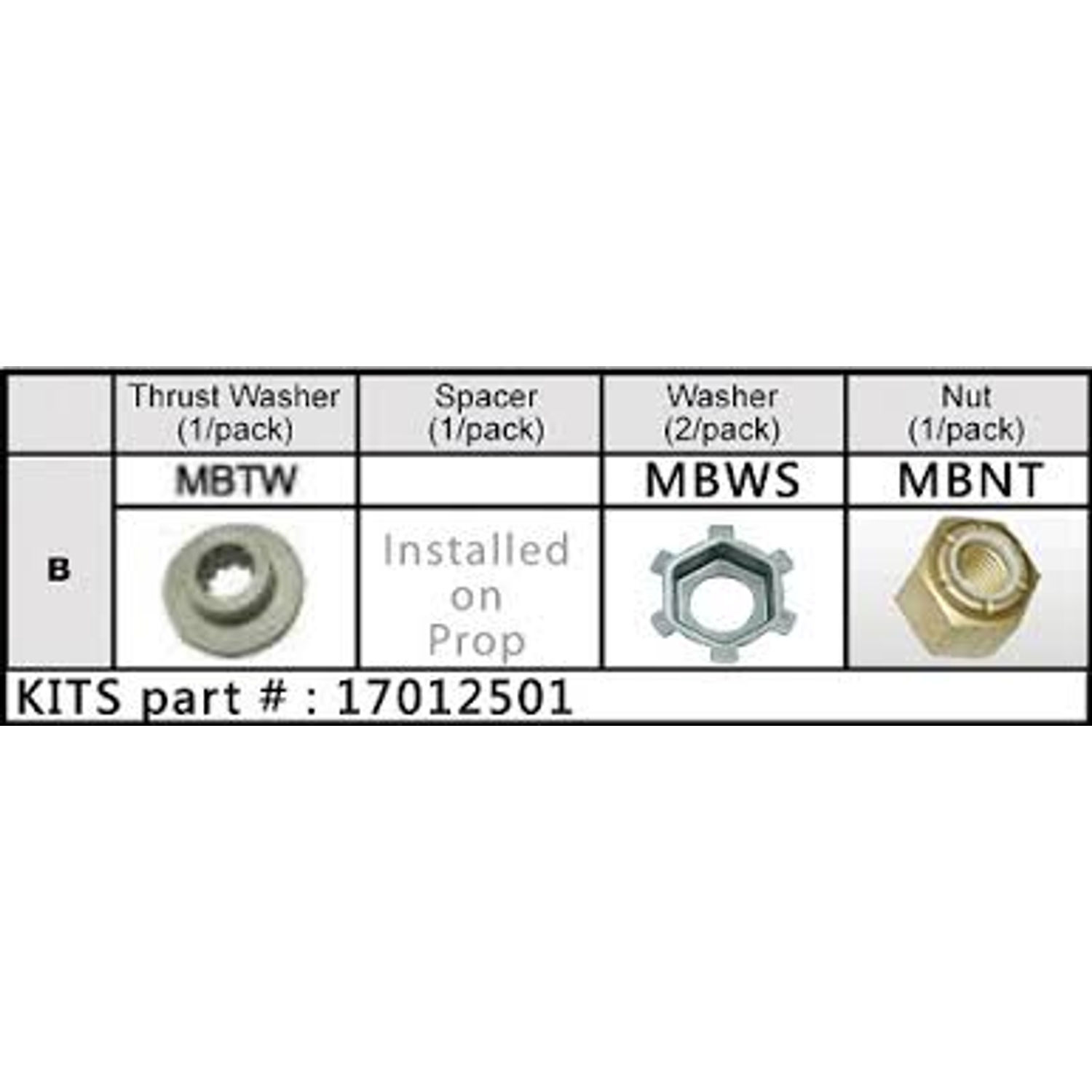 Propel møtrik kit, Mercury 9,9-25hk