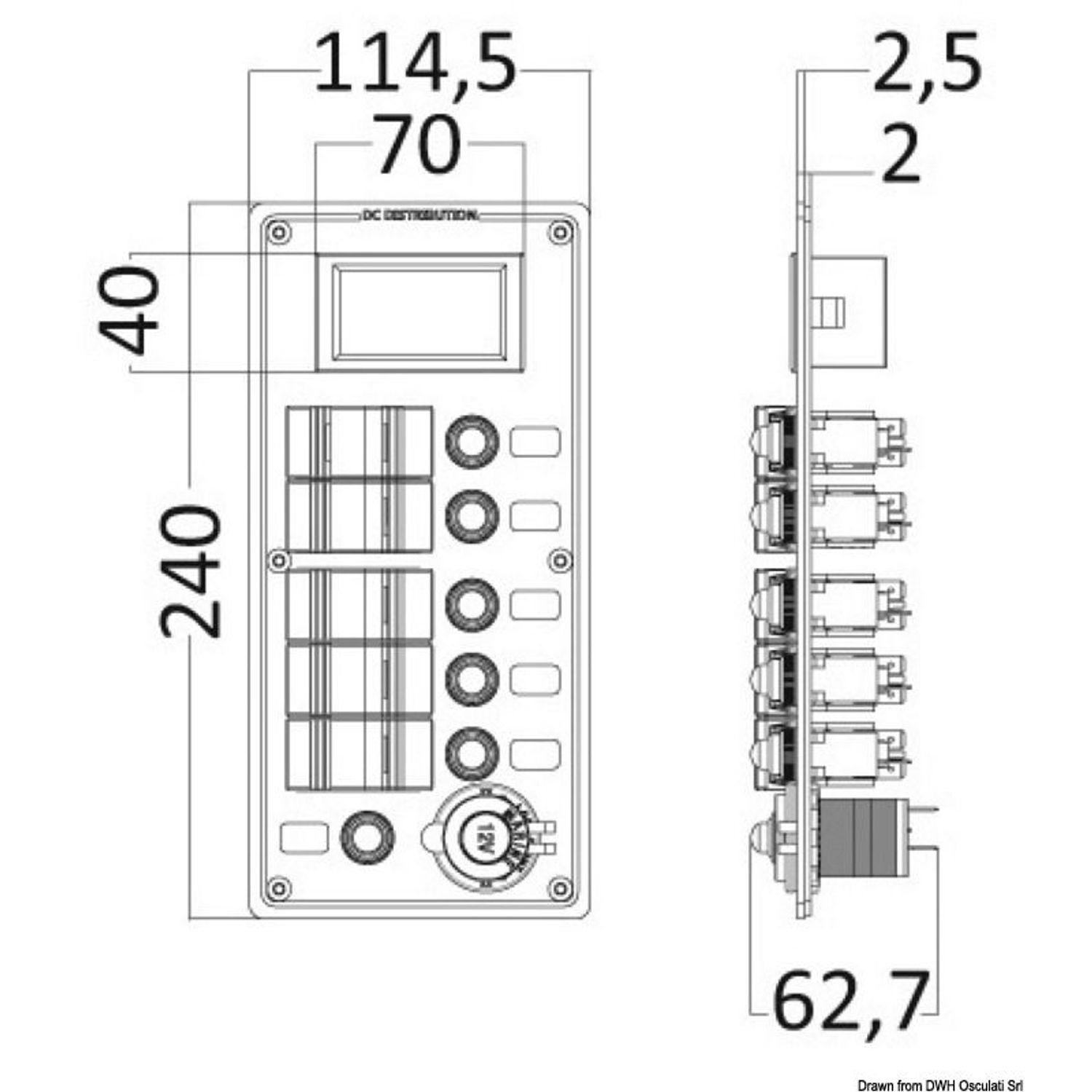 PCAL elpanel med digitalt voltmeter 9/32 V