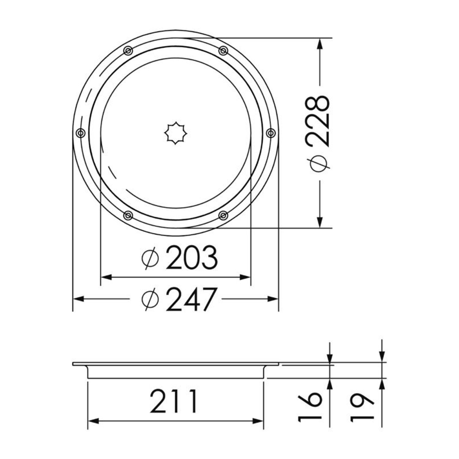 Inspektionslucka AISI 316 passage 203 mm