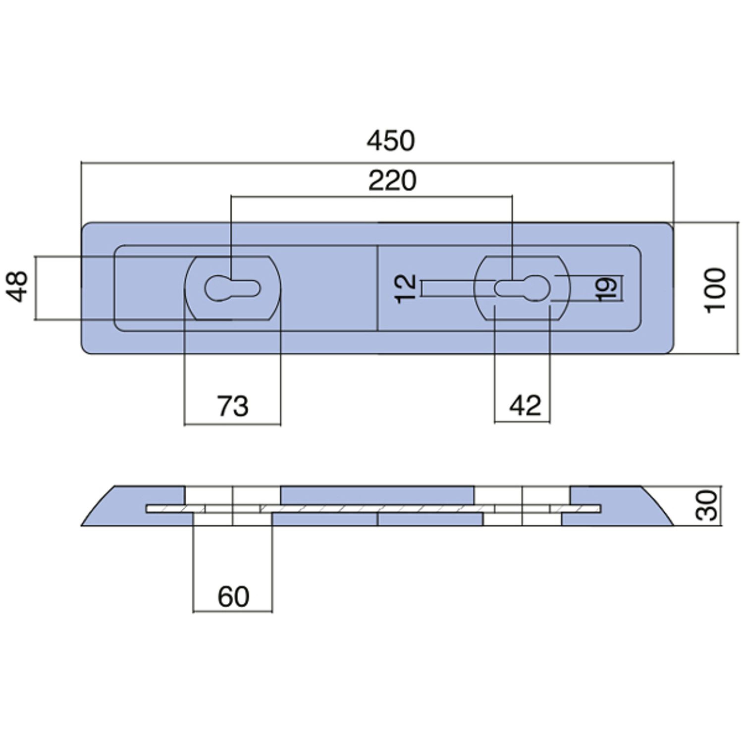 Sinkanode for Sealine, Fairline & Princess 450 x 100 x 12 mm