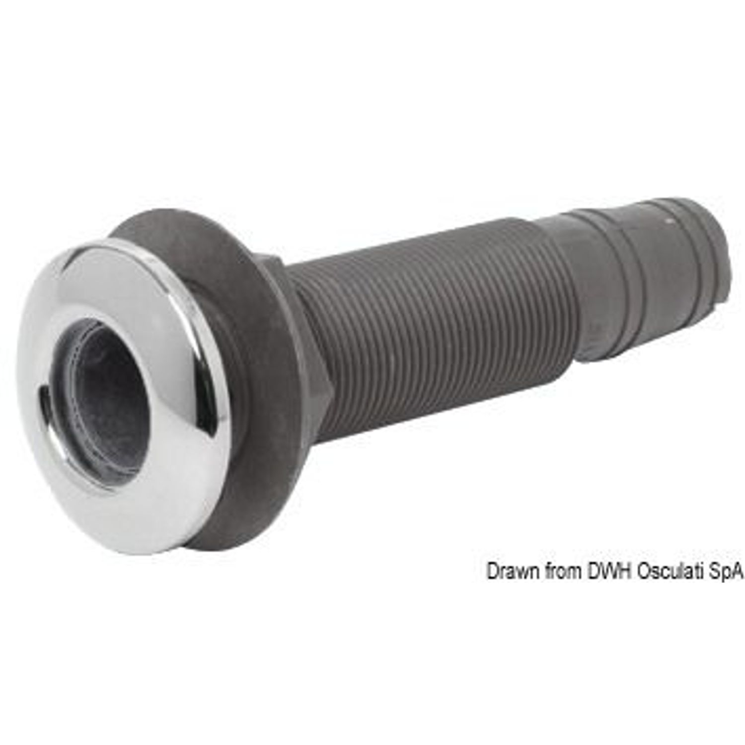 Pitkä nylon/lasikuitu läpivienti 1"3/8 x 29/32 mm