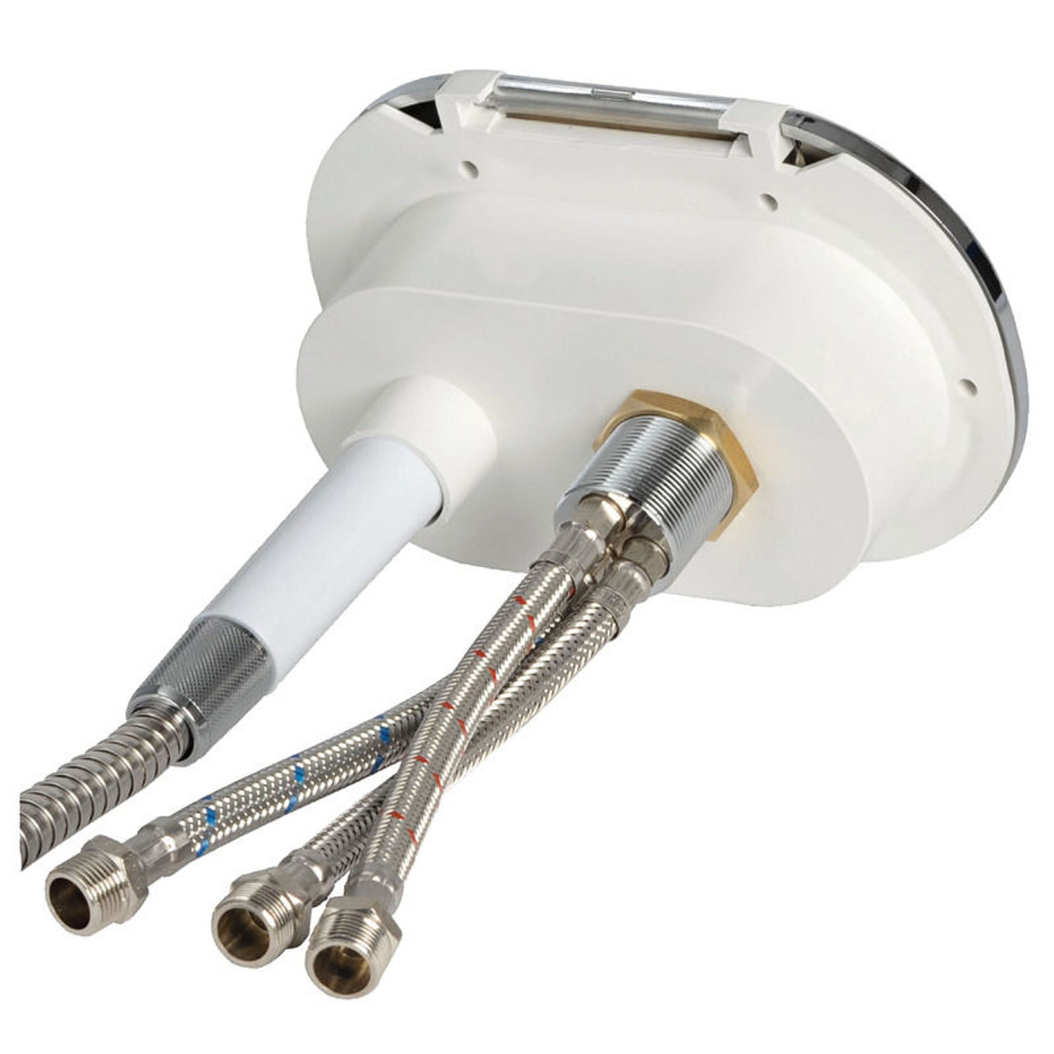 Oval dusjboks med forkrommet PVC-slange 2.5 m BULK-pakke 10 pcs.