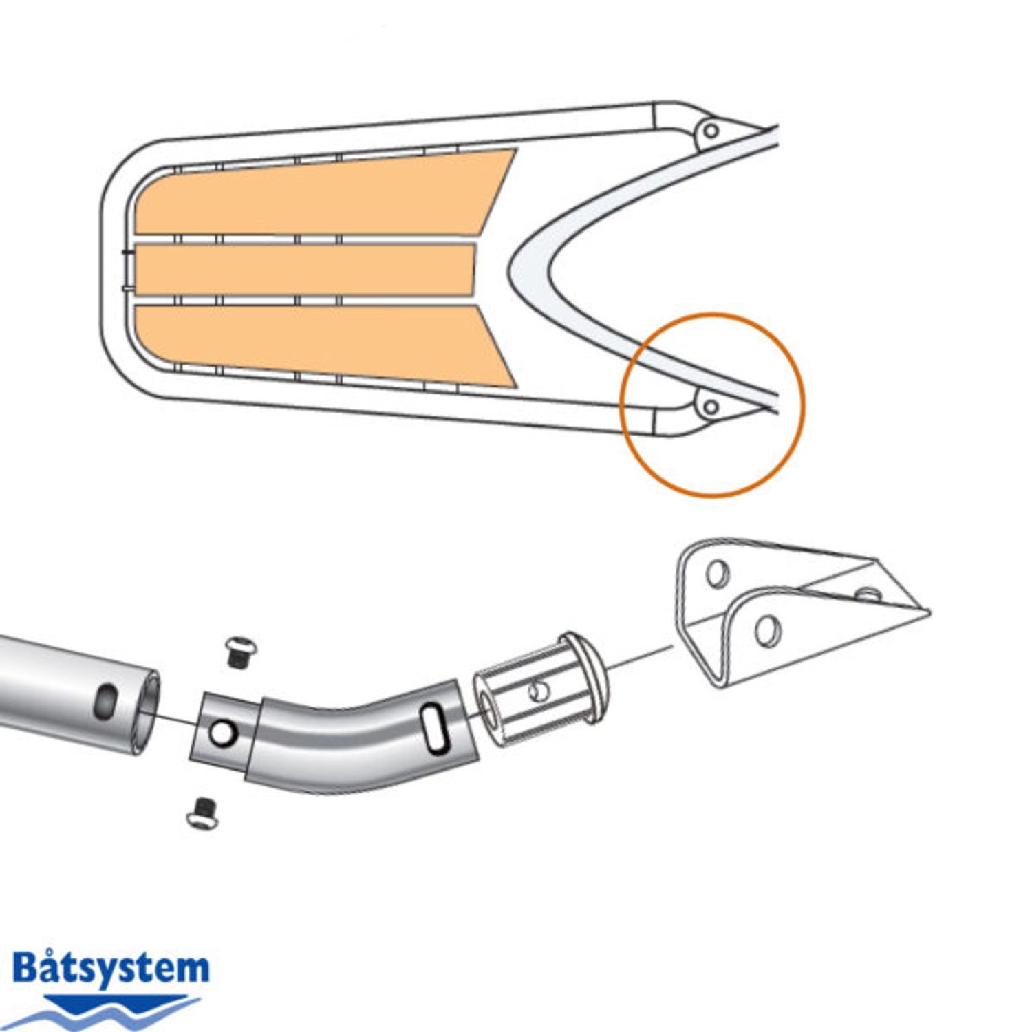 Båtsystem Adapter 45° til Ø:32mm Rør