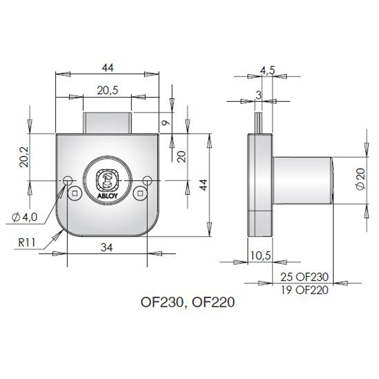 Skabslås abloy 3401/3461