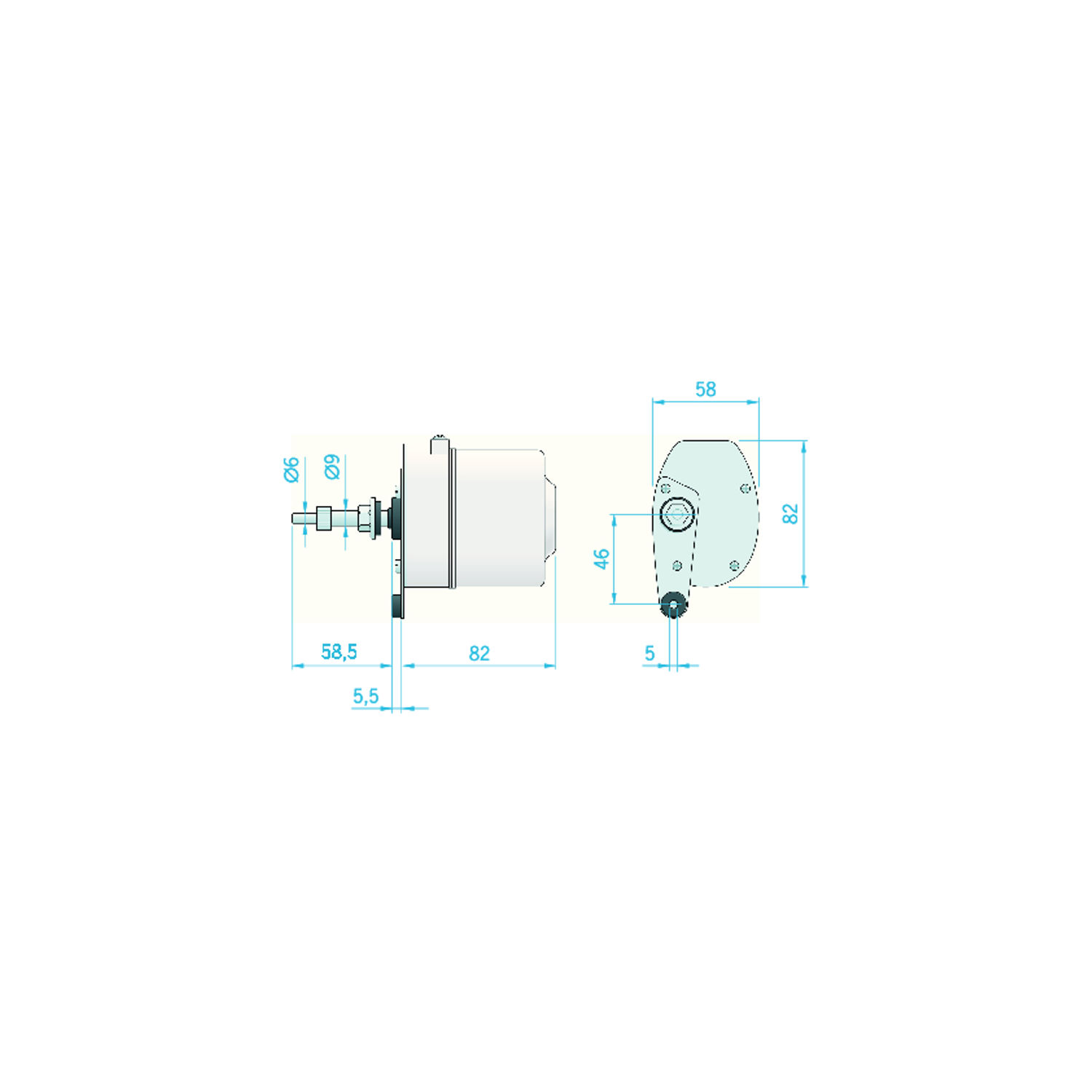 Torkarmotor W05 12V Valkoinen