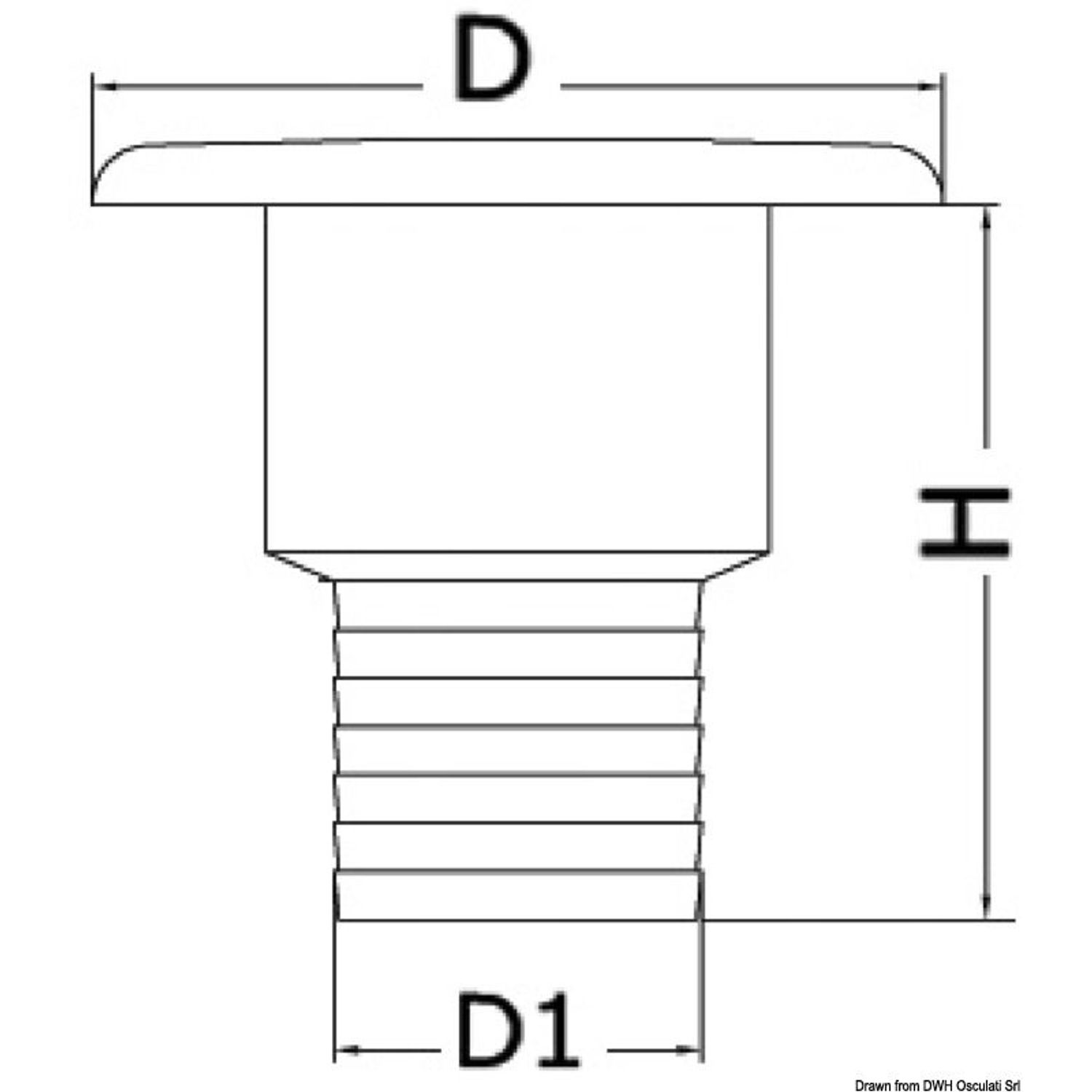 Dekksfylling i forkrommet messing, rett, vann, 38 mm