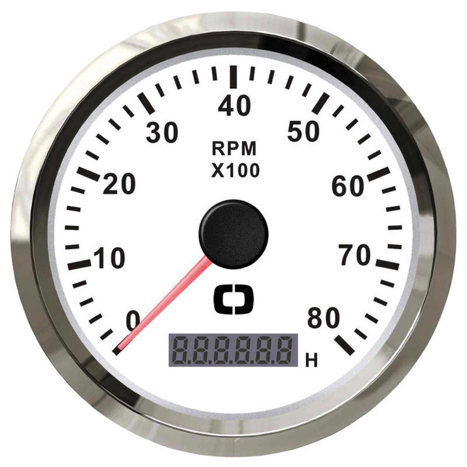 Omdrejningstæller 0-8000 RPM hvid/blank