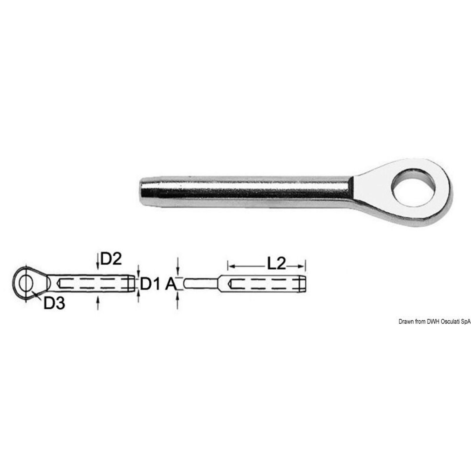 Gaffelterminal AISI 316 Ø 10 mm