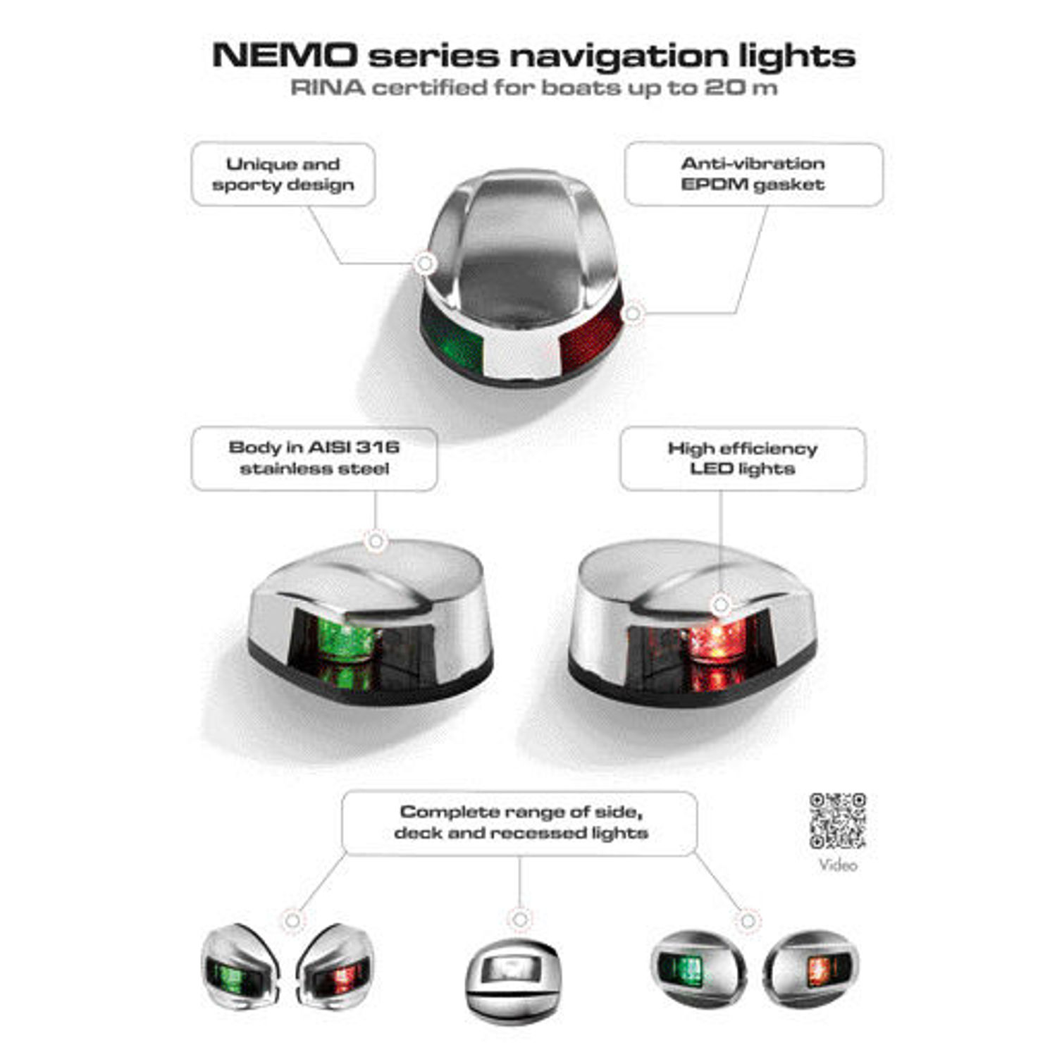 NEMO LED akterlanterna - 225° horisontell skottmontering