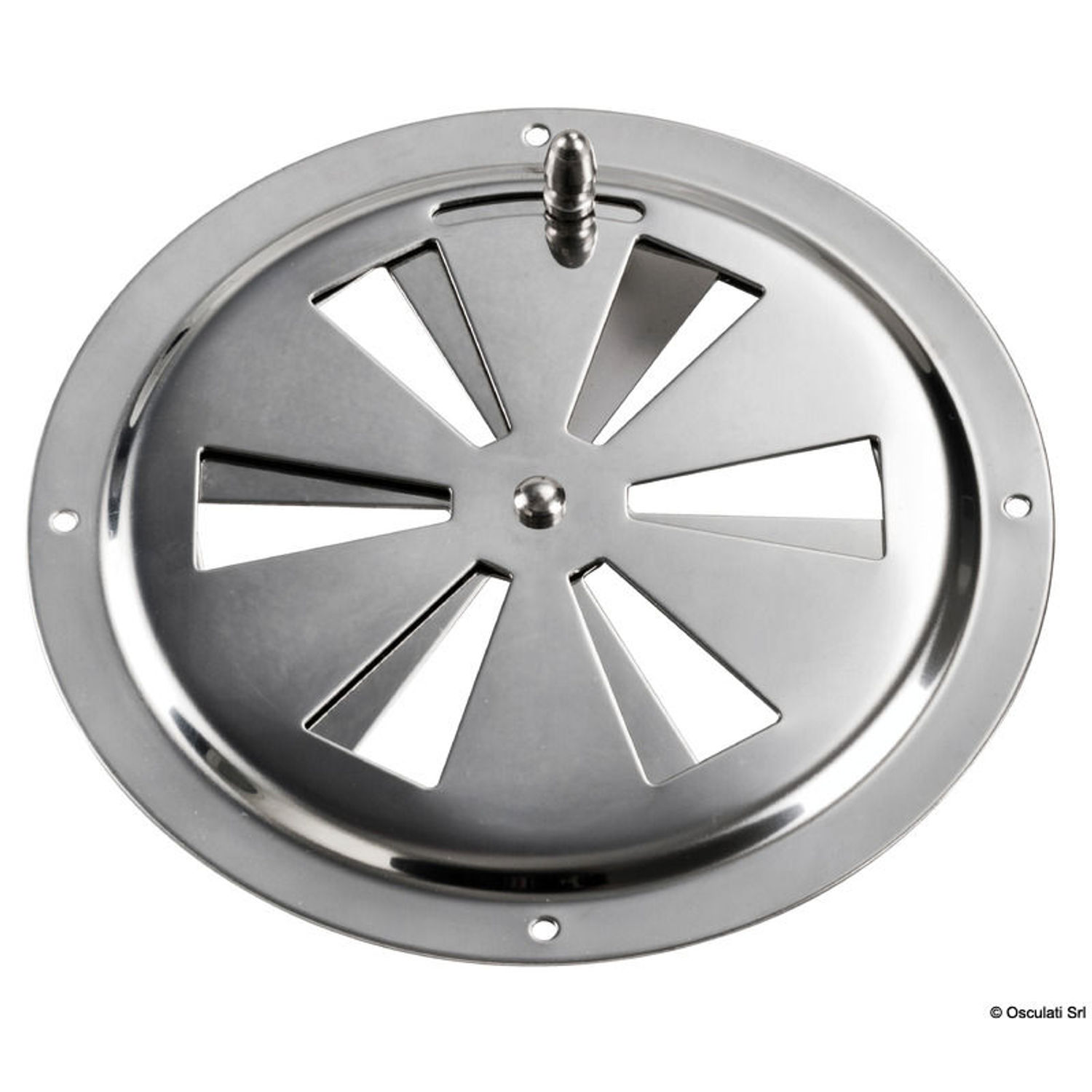 Rund ventil i polerat rostfritt stål 127 mm