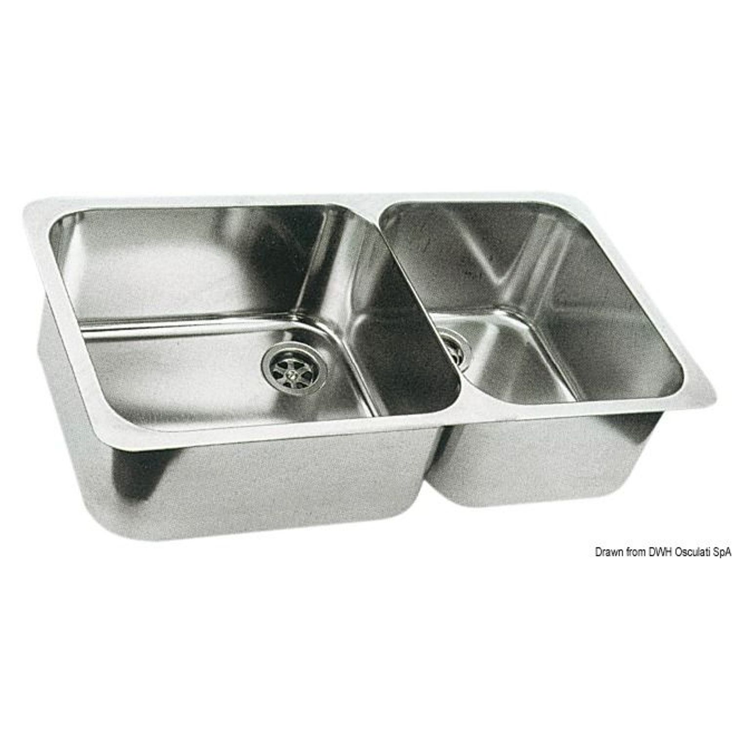 Dobbel vask SS, polert 600x320 mm
