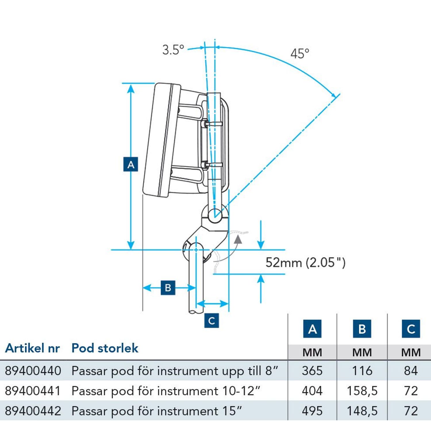 Lewmar Flexibelt Pod-beslag