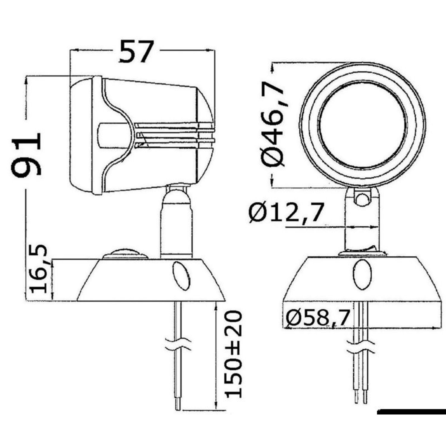 Justerbar HI-POWER LED-projektør hvid 12/24 V