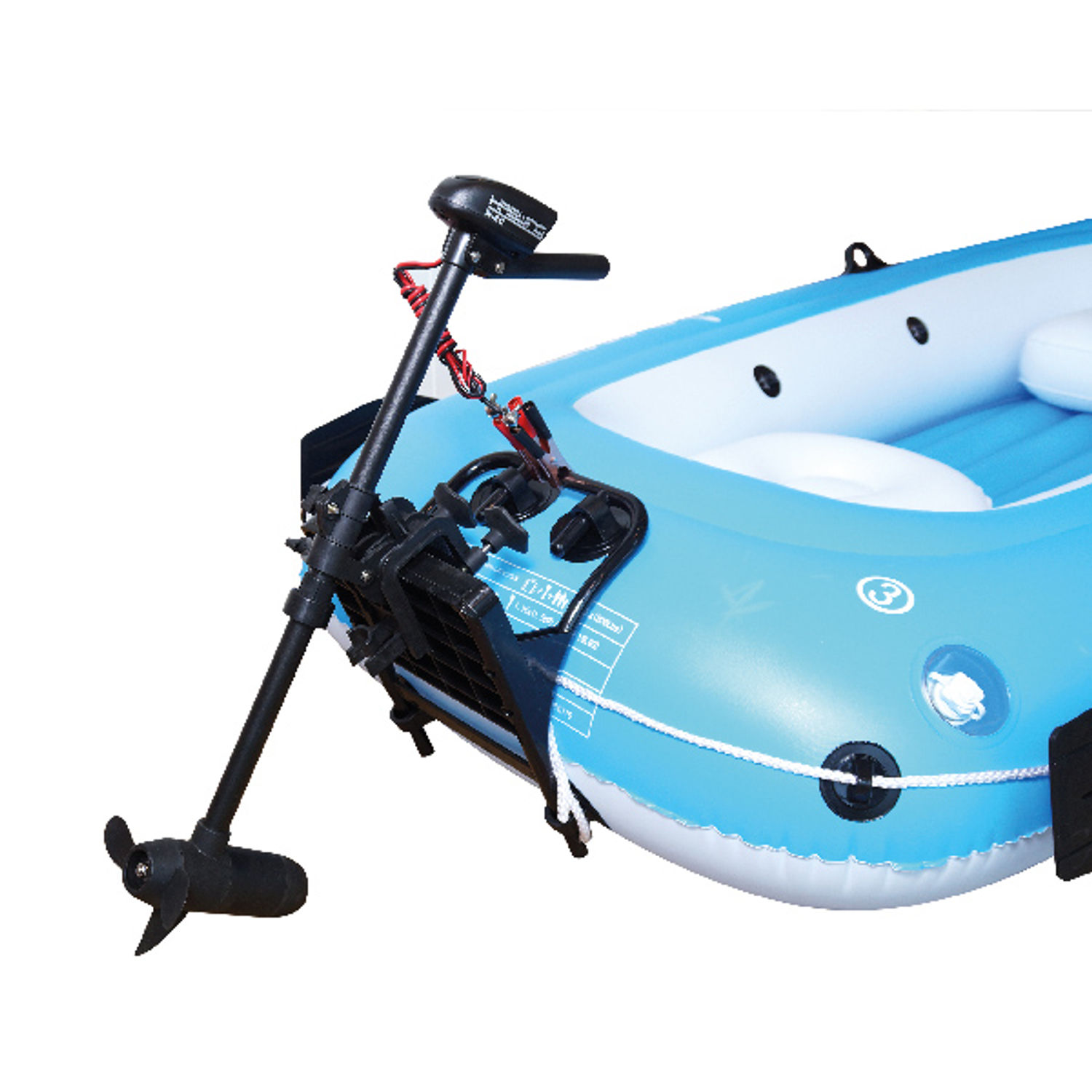 PVC-båt 240 cm med elektrisk motor, pumpe, åre og bag