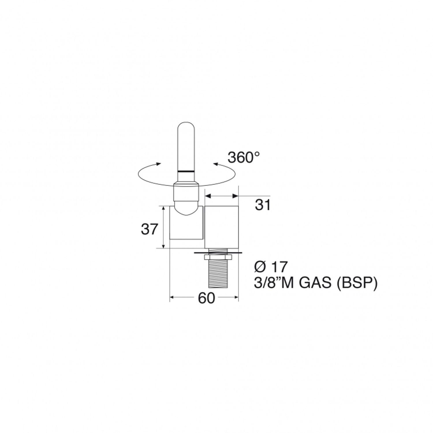 BARKA BR0600 Hane Forkromet Messing til Fodpumpe