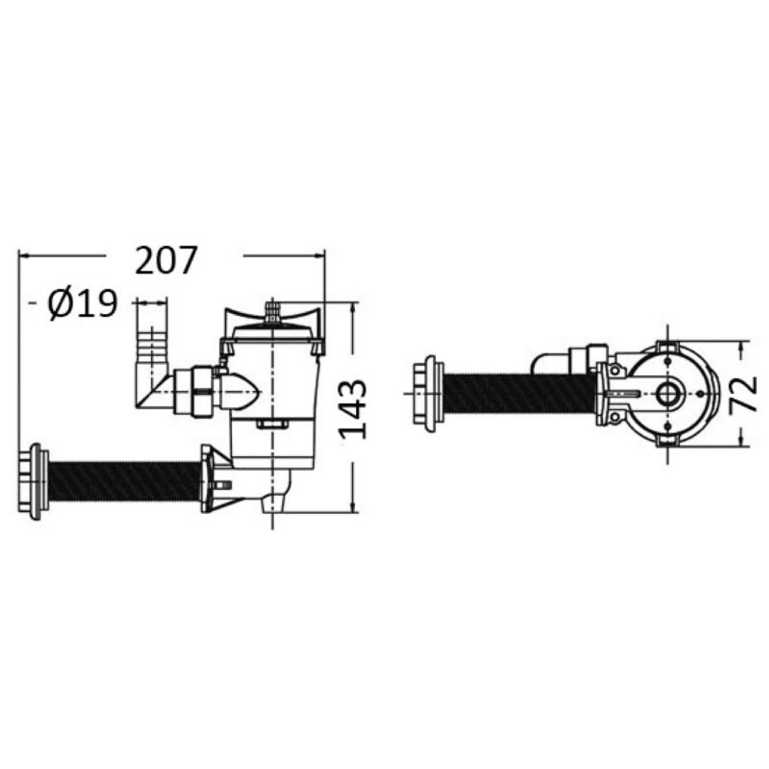 Europump 90° skotmonteret pumpe til luftning af fiskekar