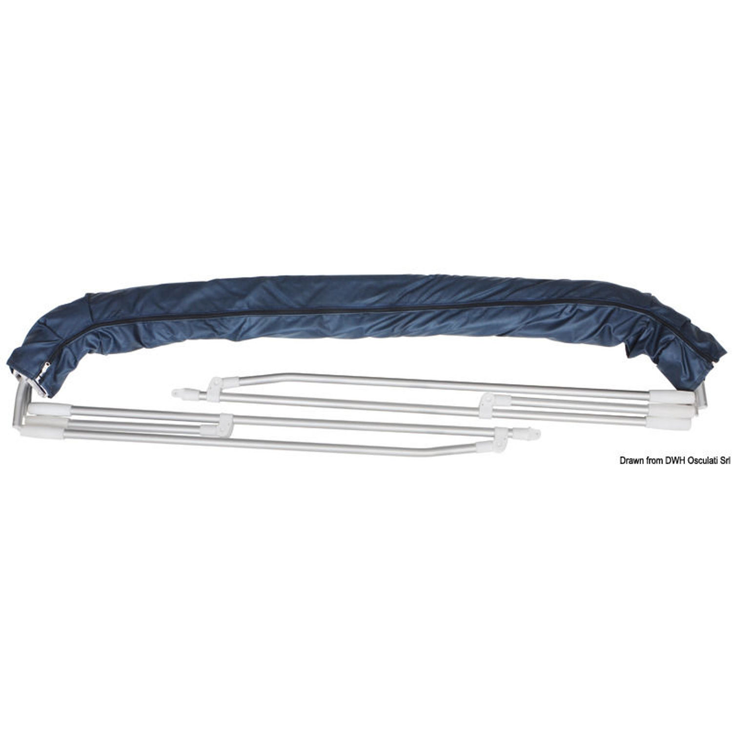 Hopfällbar bimini med 3 bågar Ø 22 mm 200/210 cm vit
