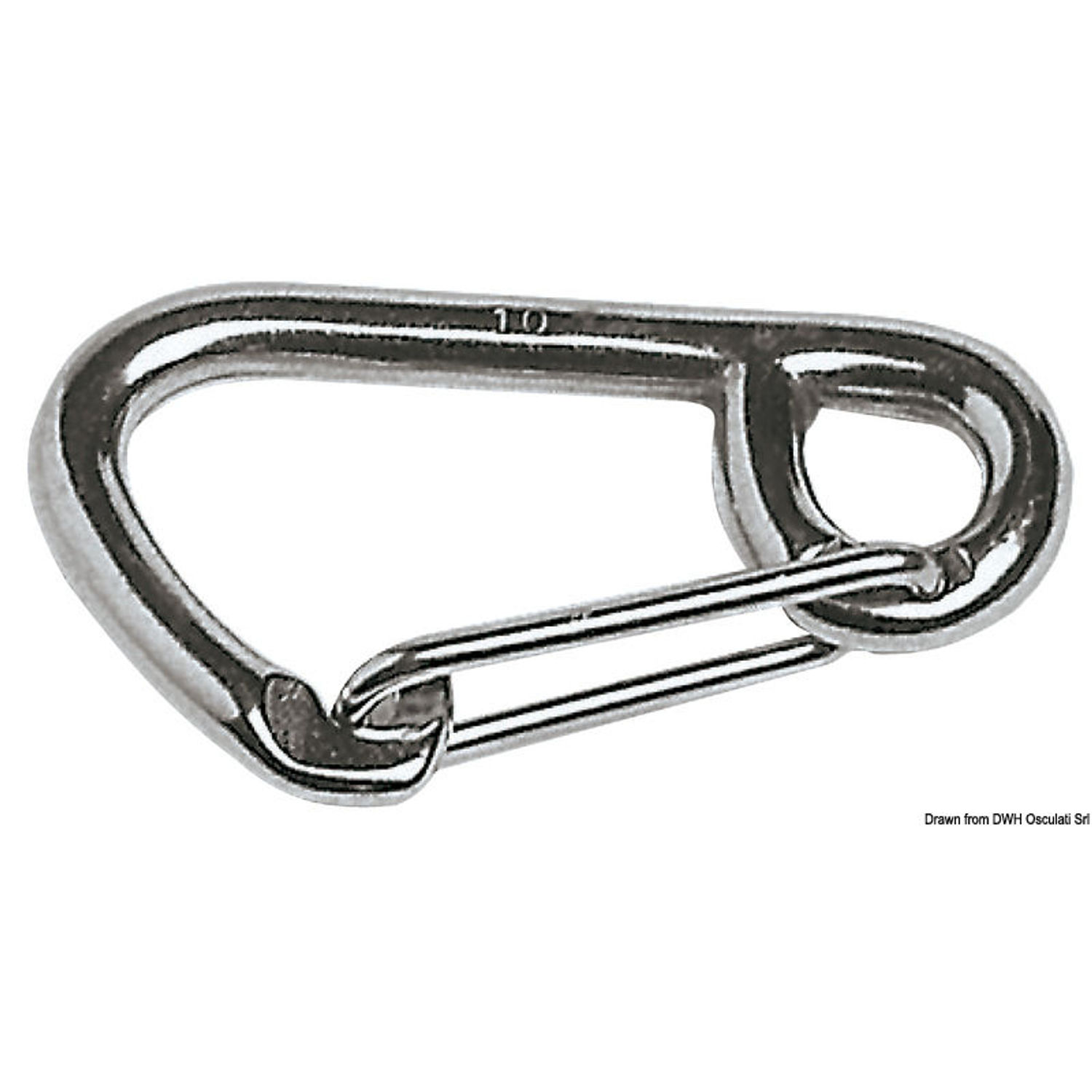 Karbinhake AISI 316 med stor öppning 100 mm