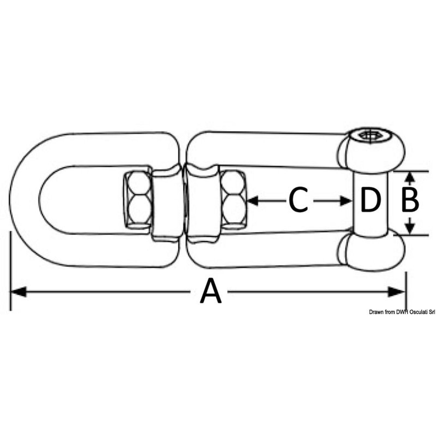 Öljet/schackel-svirvel AISI 316 8 mm