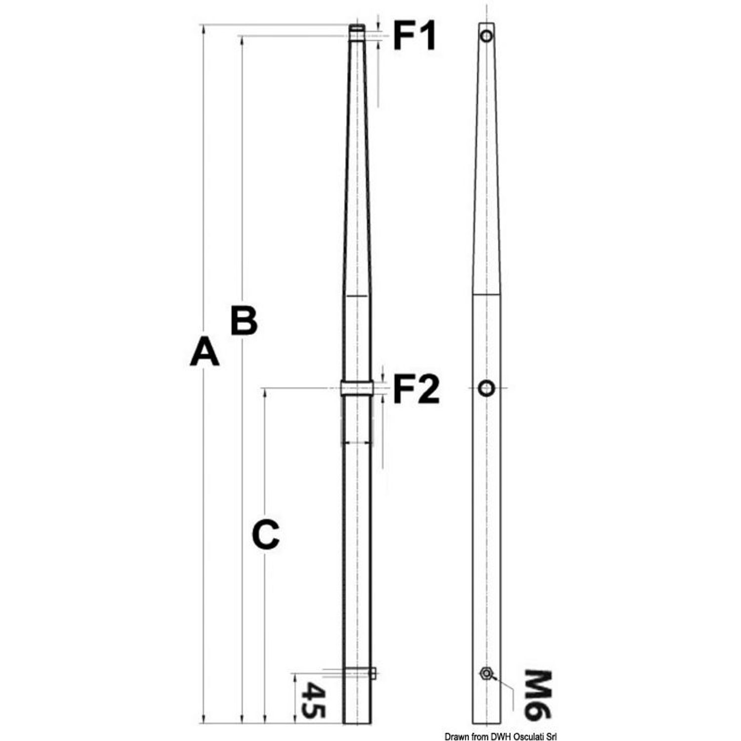 Mantågsstötta AISI 316 740 mm