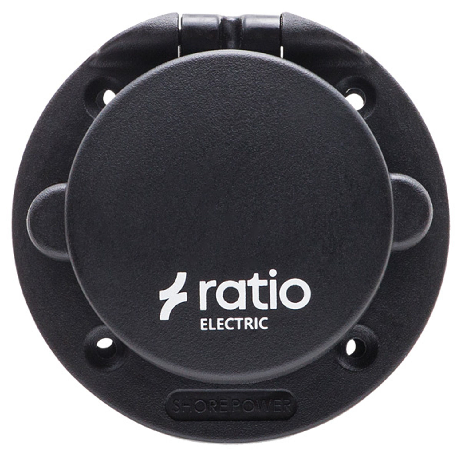 Ratio Landströmskontakt med lock plast svart 16 amp