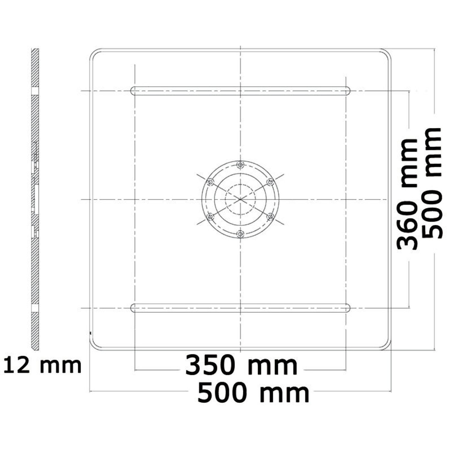 Bordsstativ med fyrkantig bas 500 x 500 mm