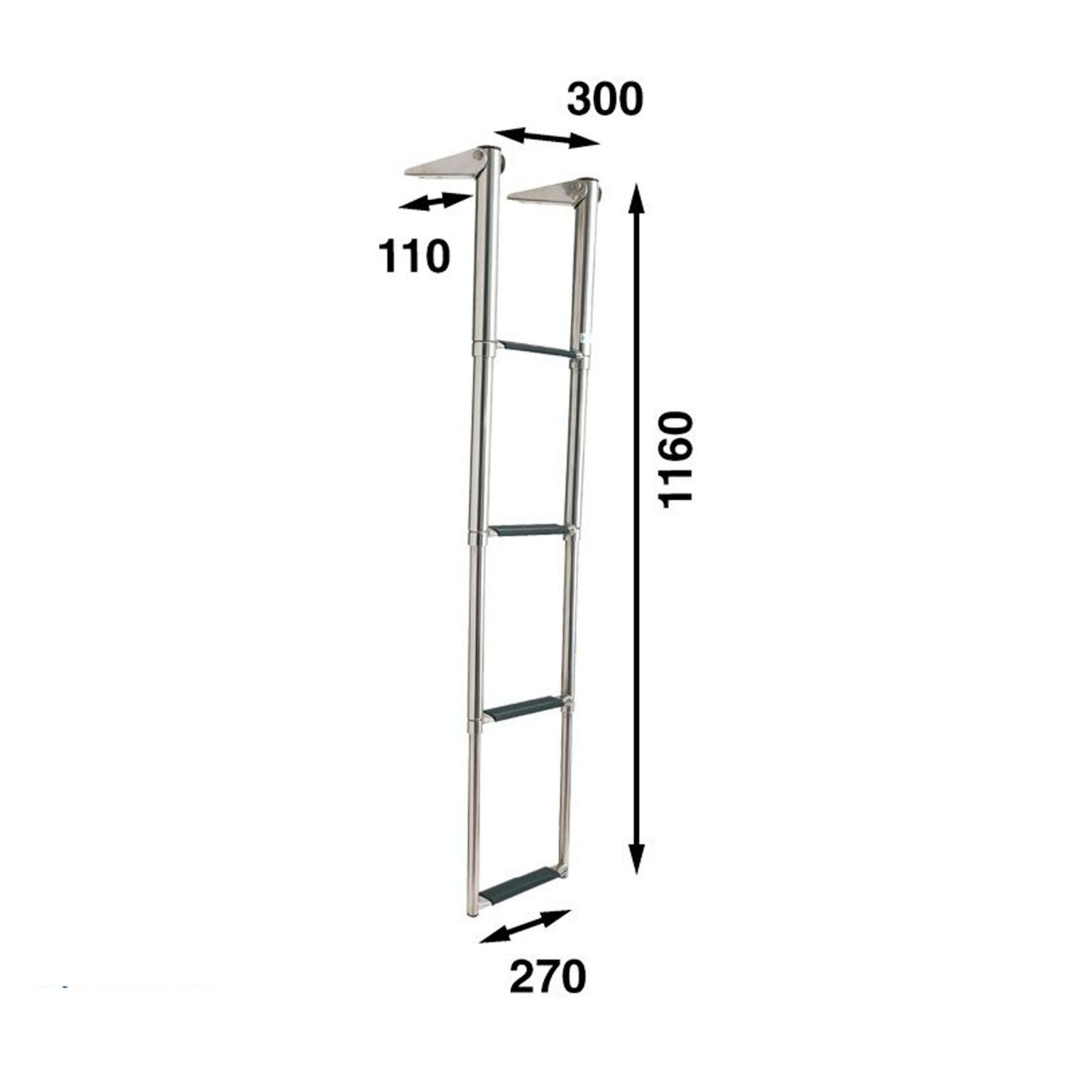 Båtsystem Teleskopstige 116 x 30 cm 4 trinn