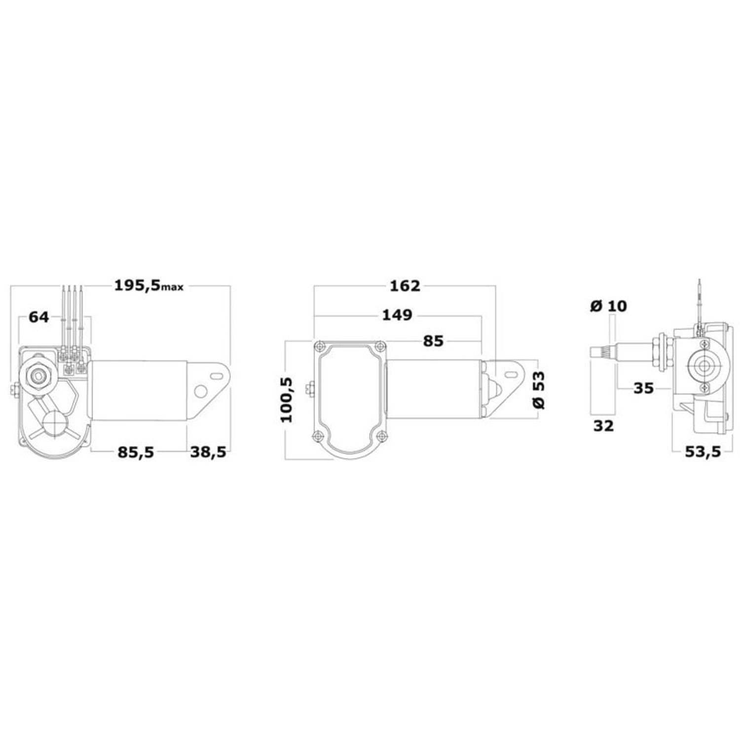 Motor för torkararmar och torkarblad 12 V 20 W