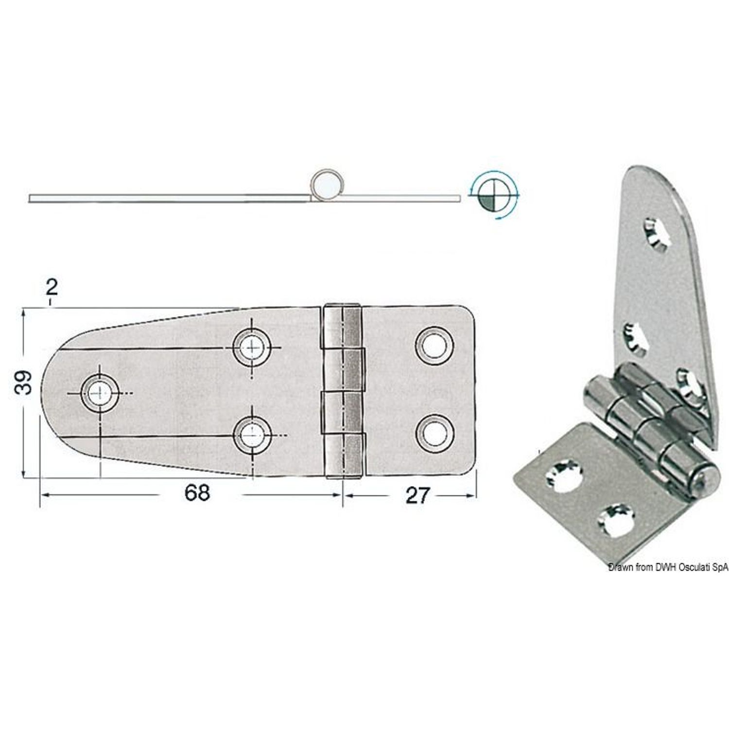 Hengsel 95x39 mm
