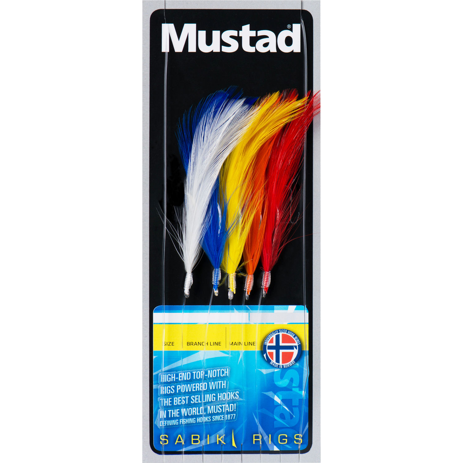 Sabiki 5 Hook Coloured Feather Trace