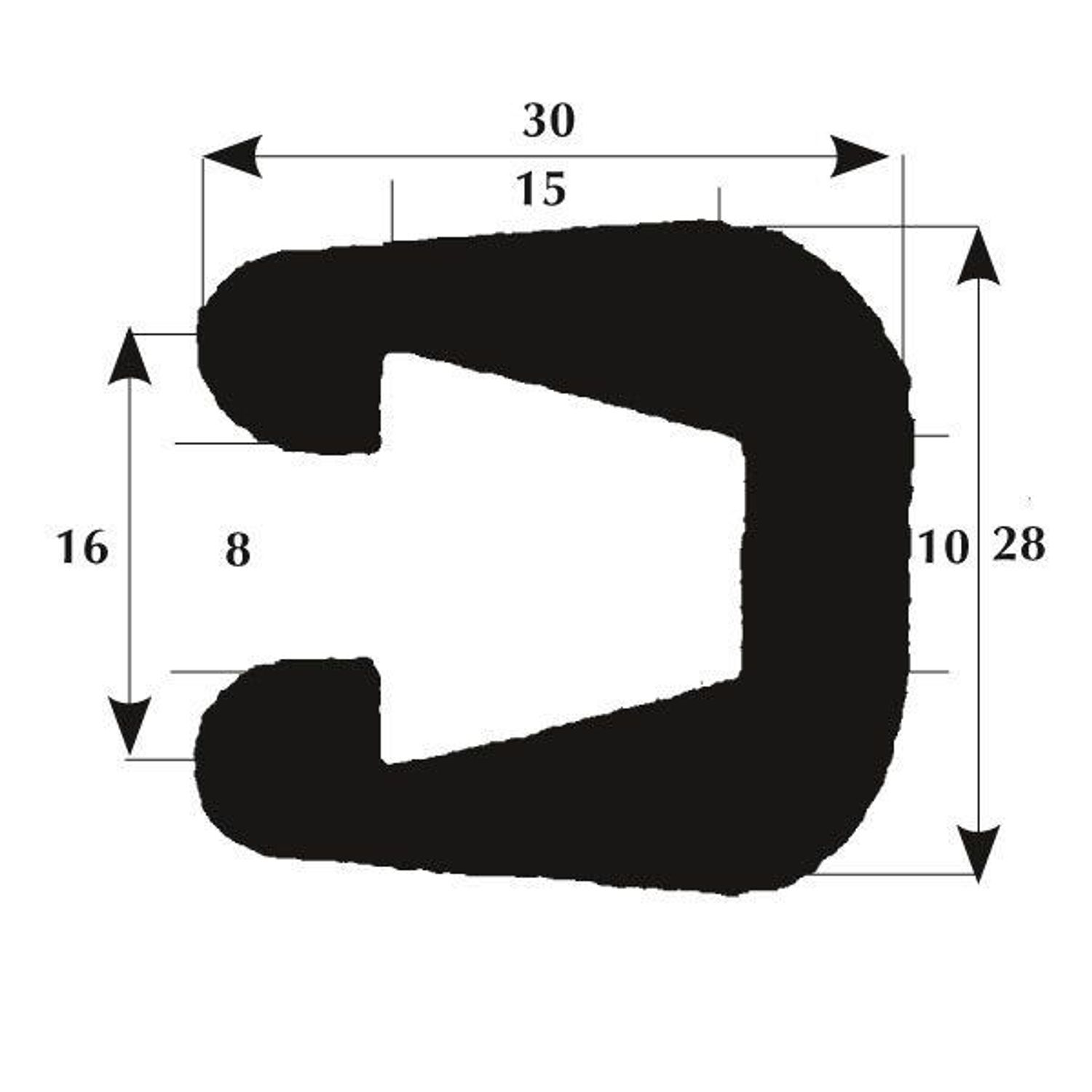 Fenderlist 30 mm 8 mm kant svart, 50 m rull