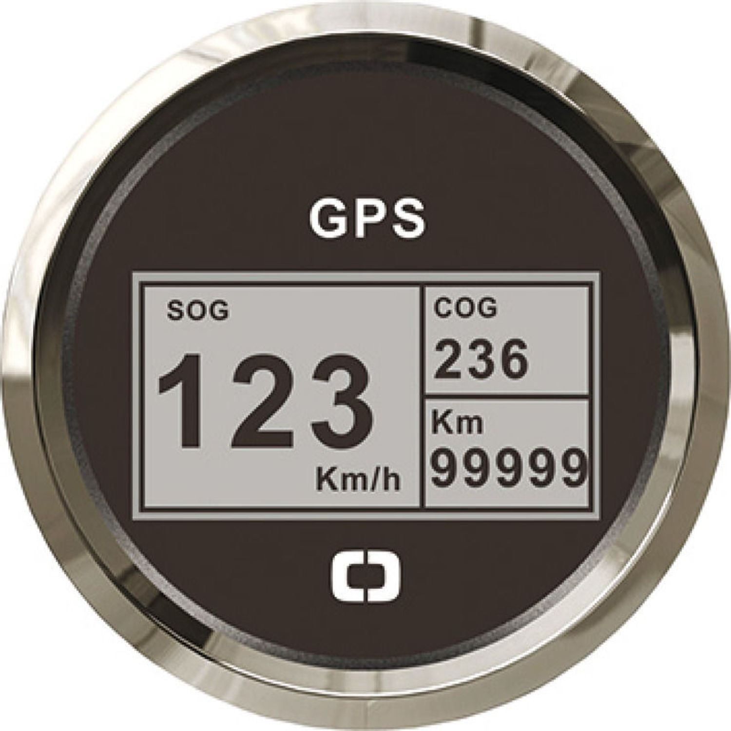 GPS-fartmätare, kompass, distansräknare svart/blank