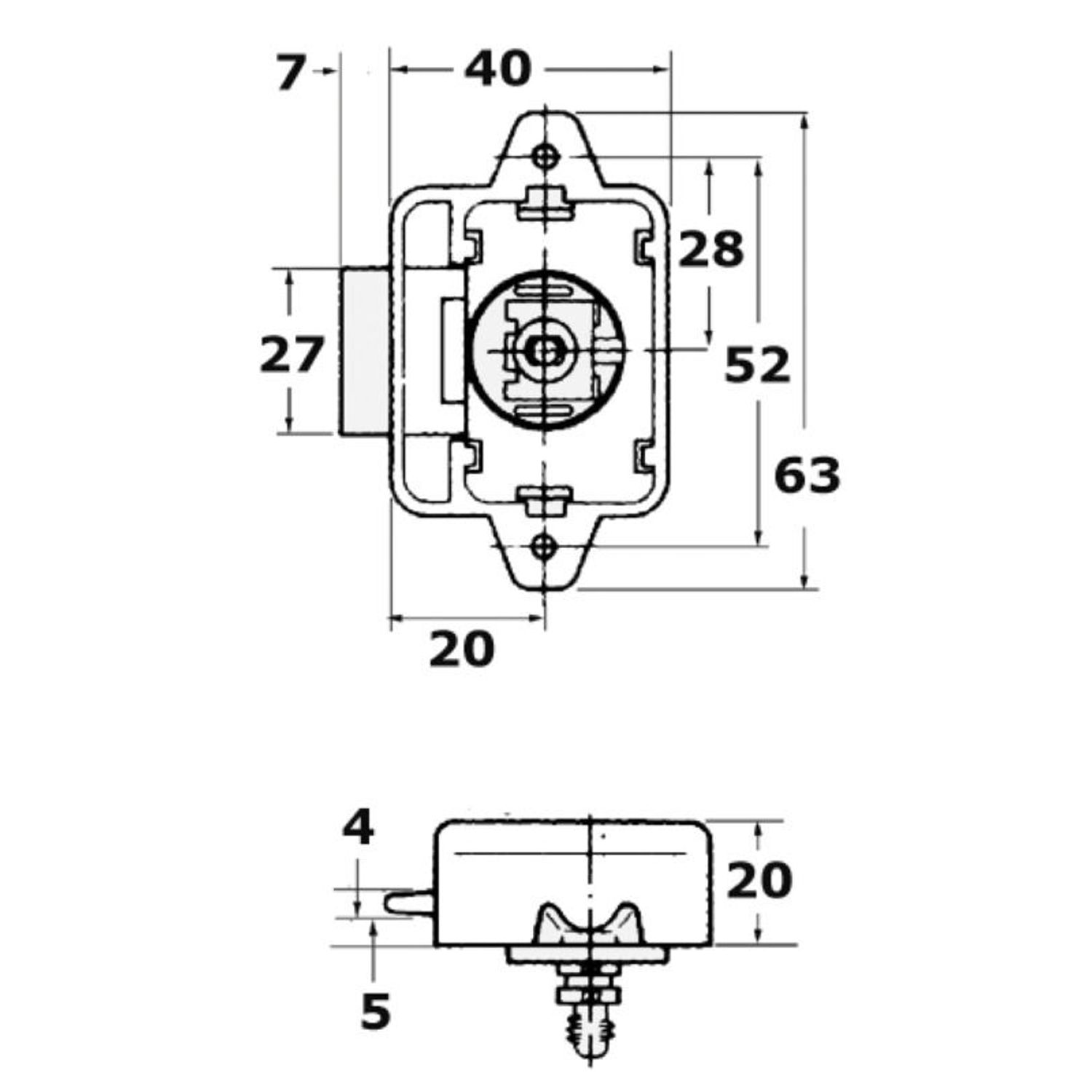 MEDIUM trykknap fjederlås hvid