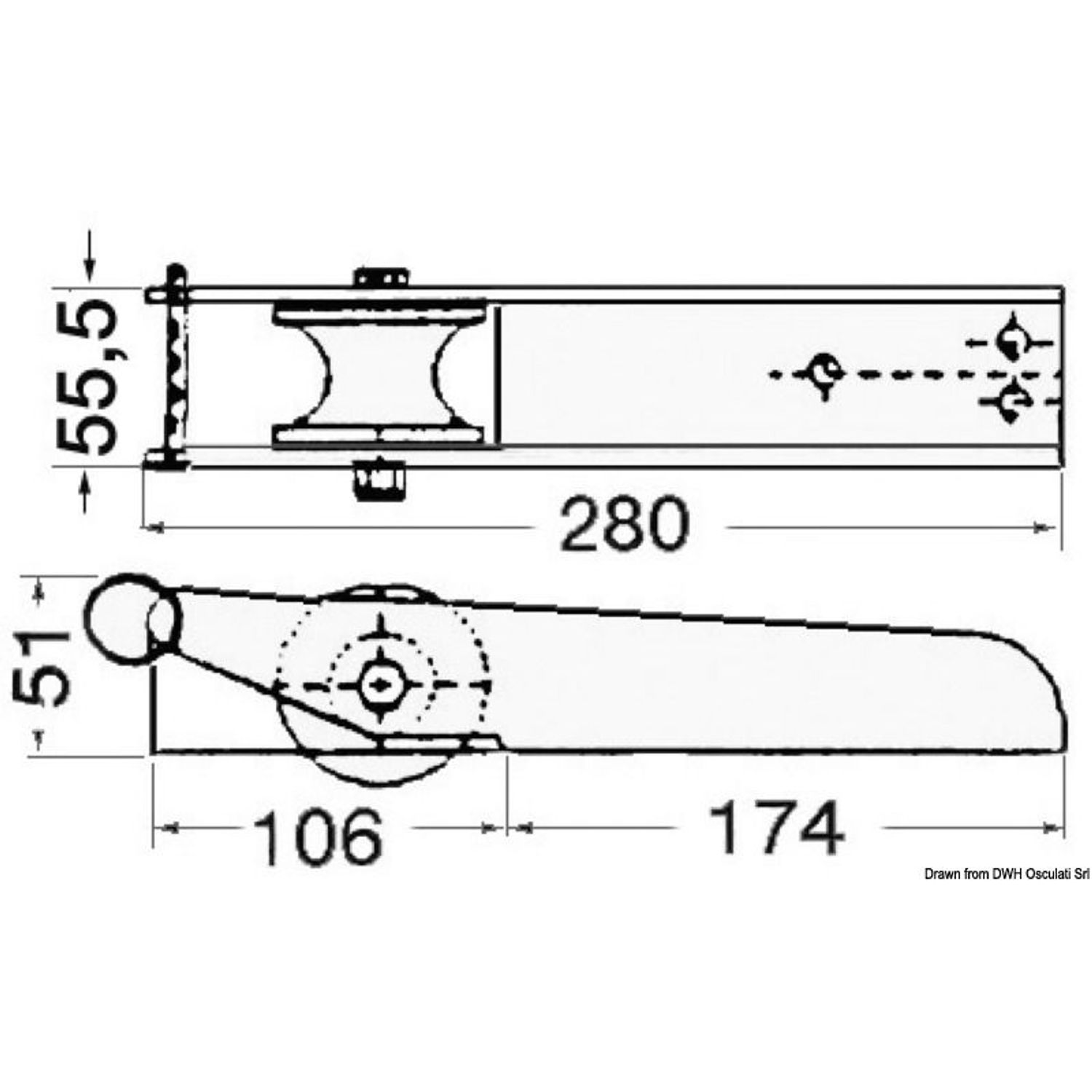 SS ankarrulle 280 x 55 mm
