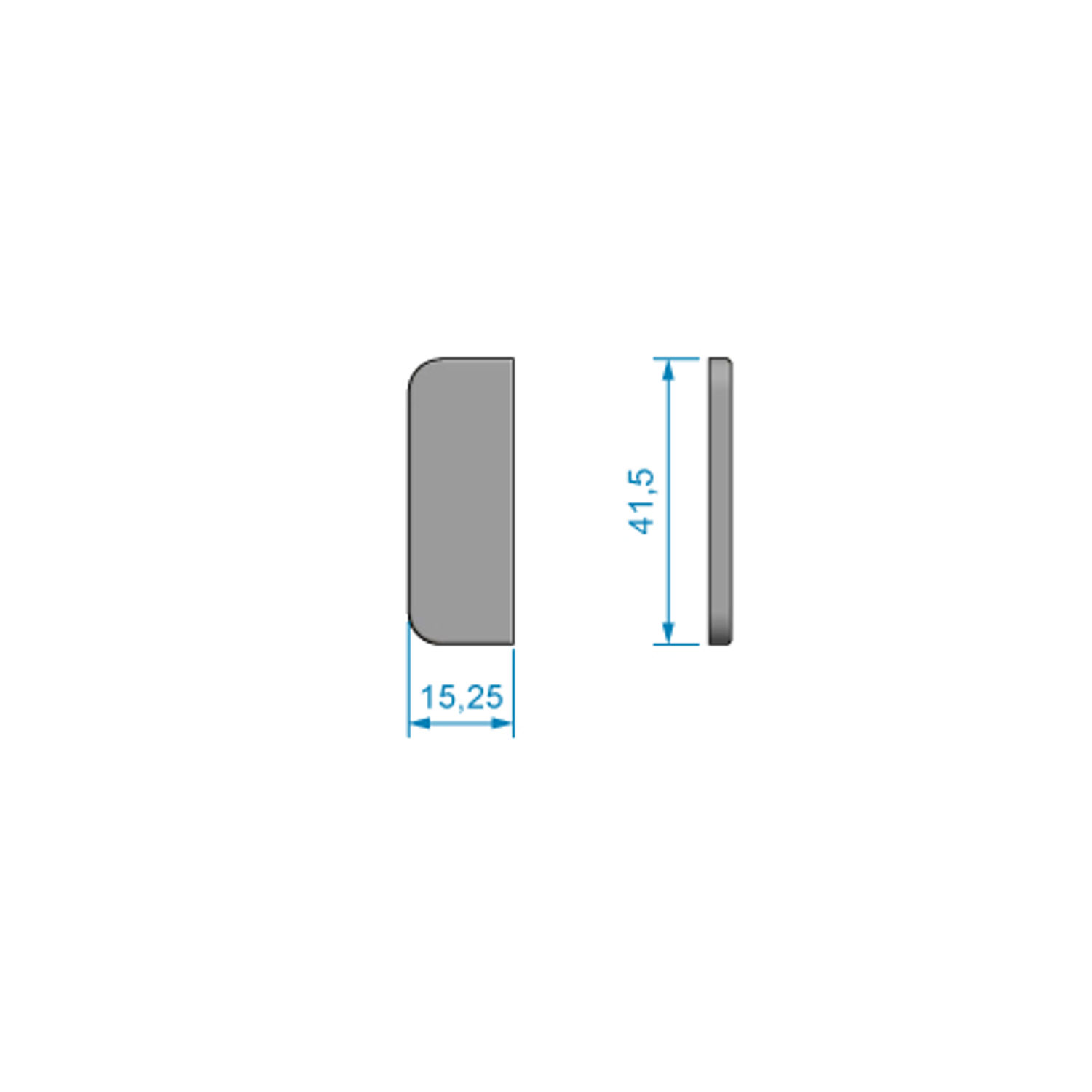 Deksel til Hengsel Rustfri, 15,25x41,5mm