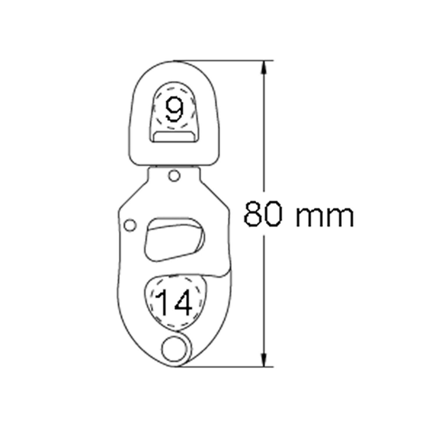 Ronstan triggersnap knutekrok liten øye bl 2 000 kg 80 mm