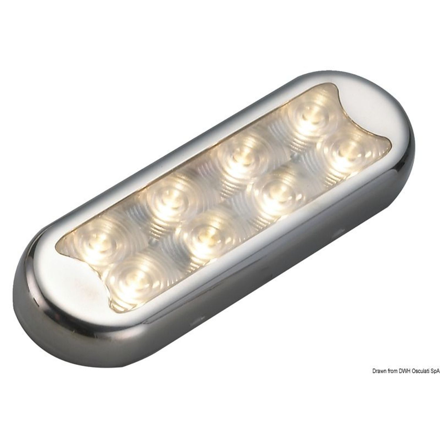 Bimini compact taklampe 8 HD LEDs, flat bunn med bryter