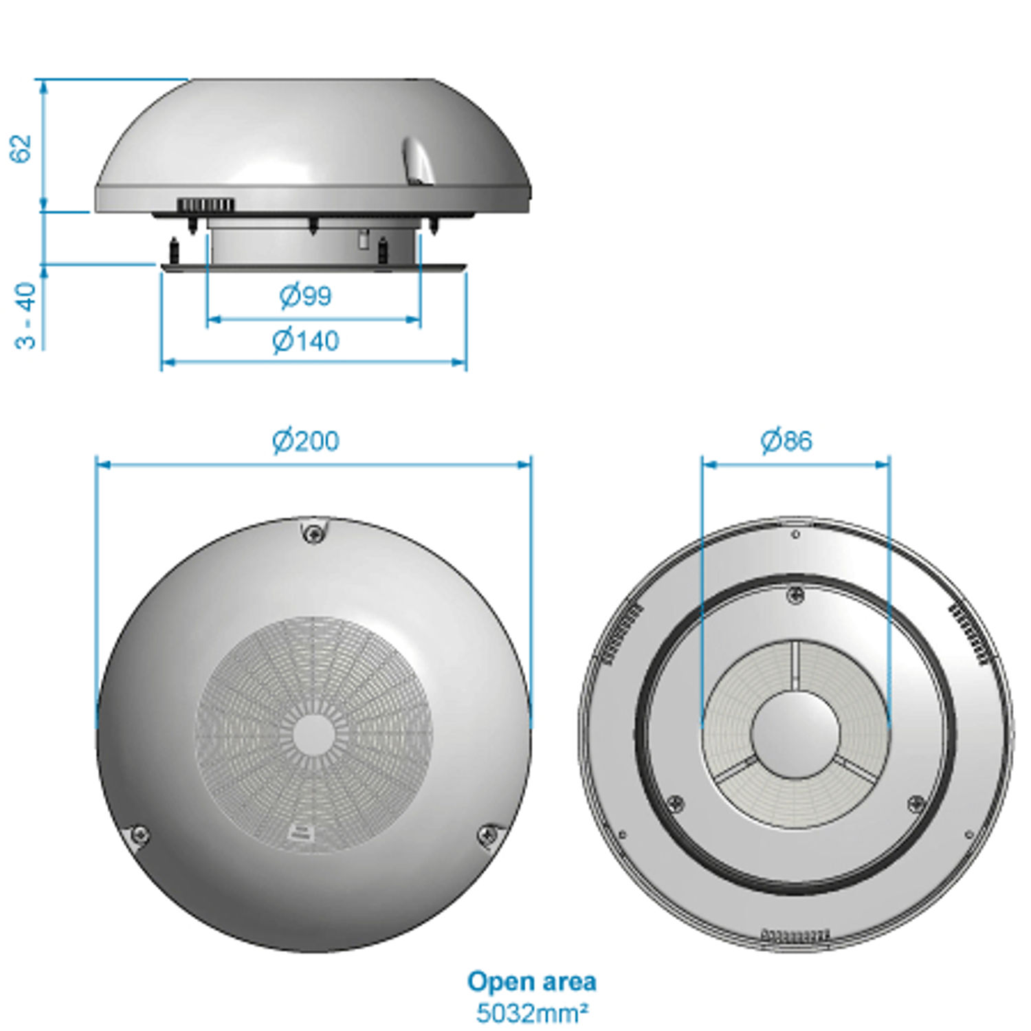 Roca Ventilator Rustfri Komplet 487220