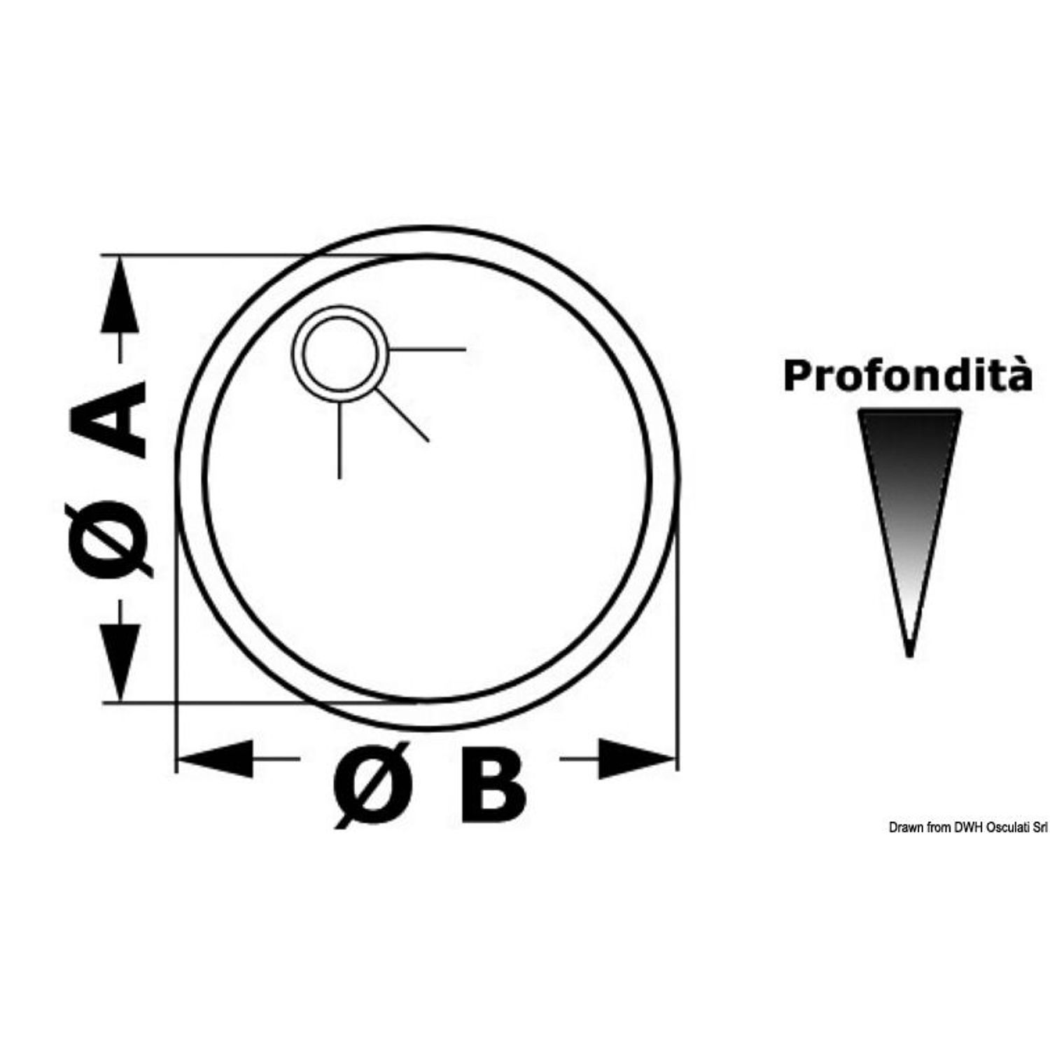 Pyöreä peilikiillotettu tiskiallas ruostumattomasta teräksestä 330x180 mm