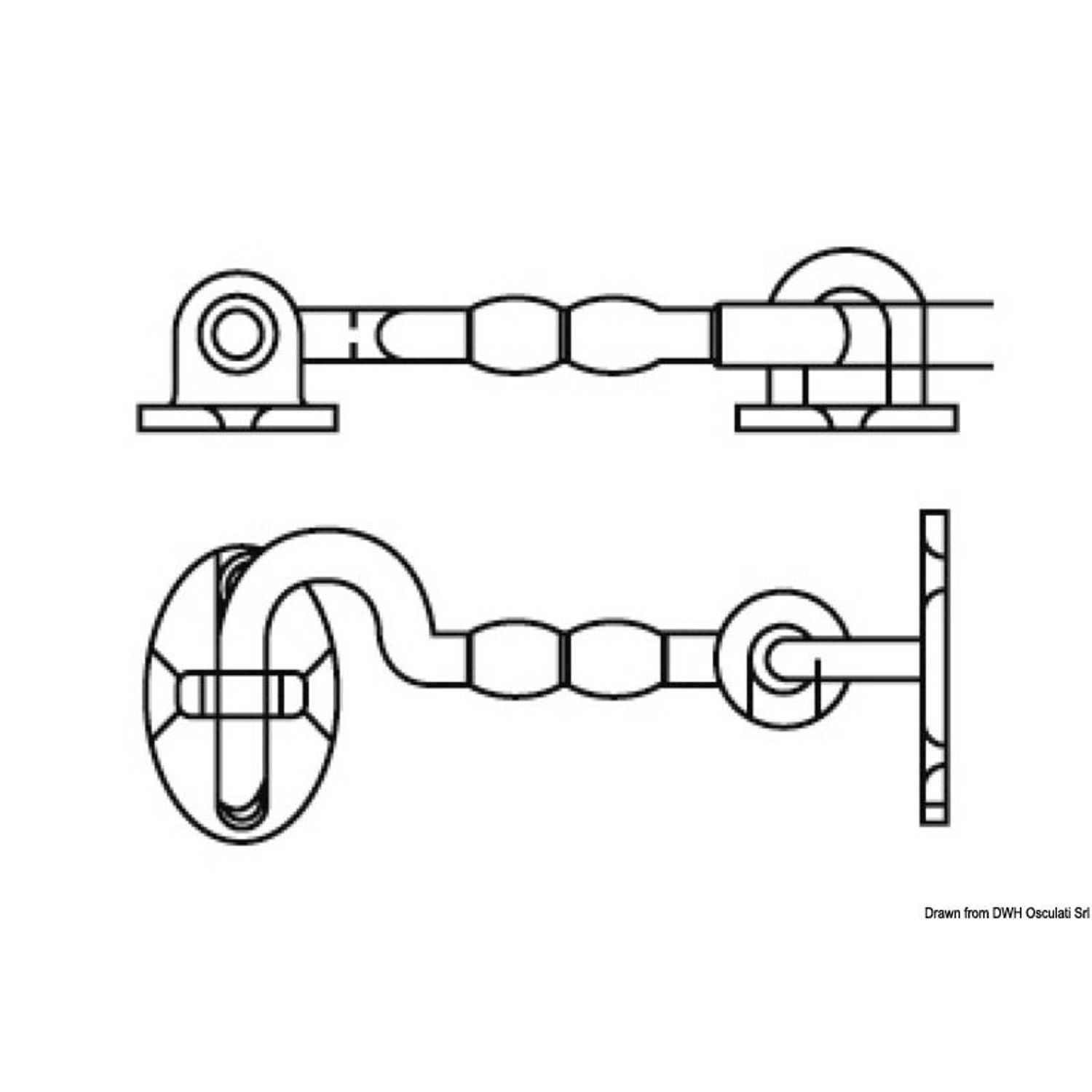 Dørstopperkrok USA-type AISI316 75 mm