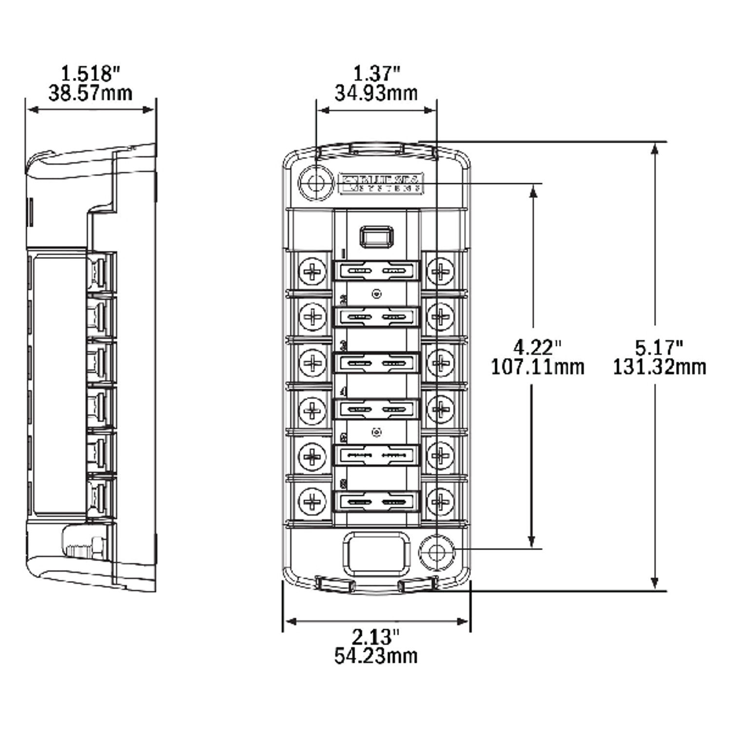 Blue Sea Sikringsholder 6 stk separate sikringer