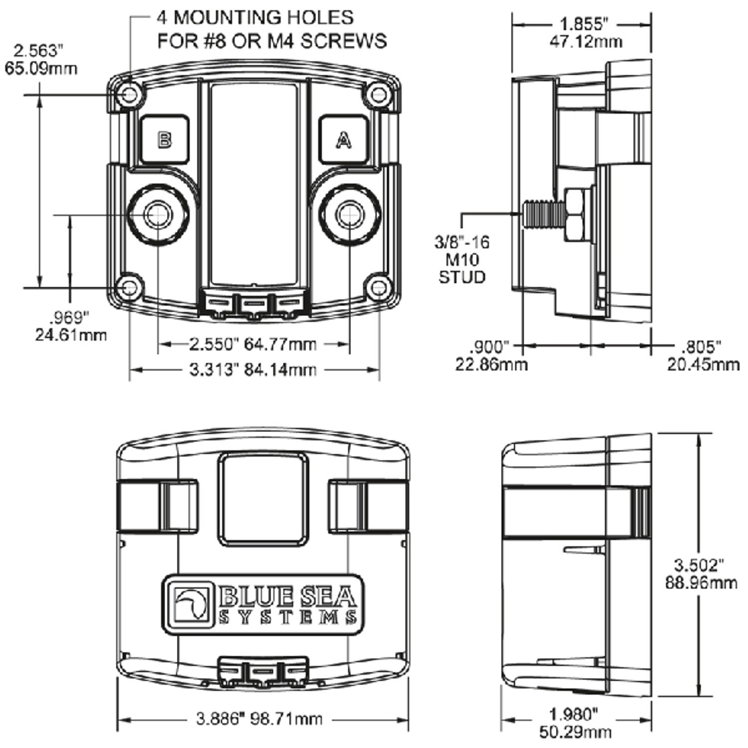 Blue Sea Skillerelæ Ip67 120 Amp 12/24V