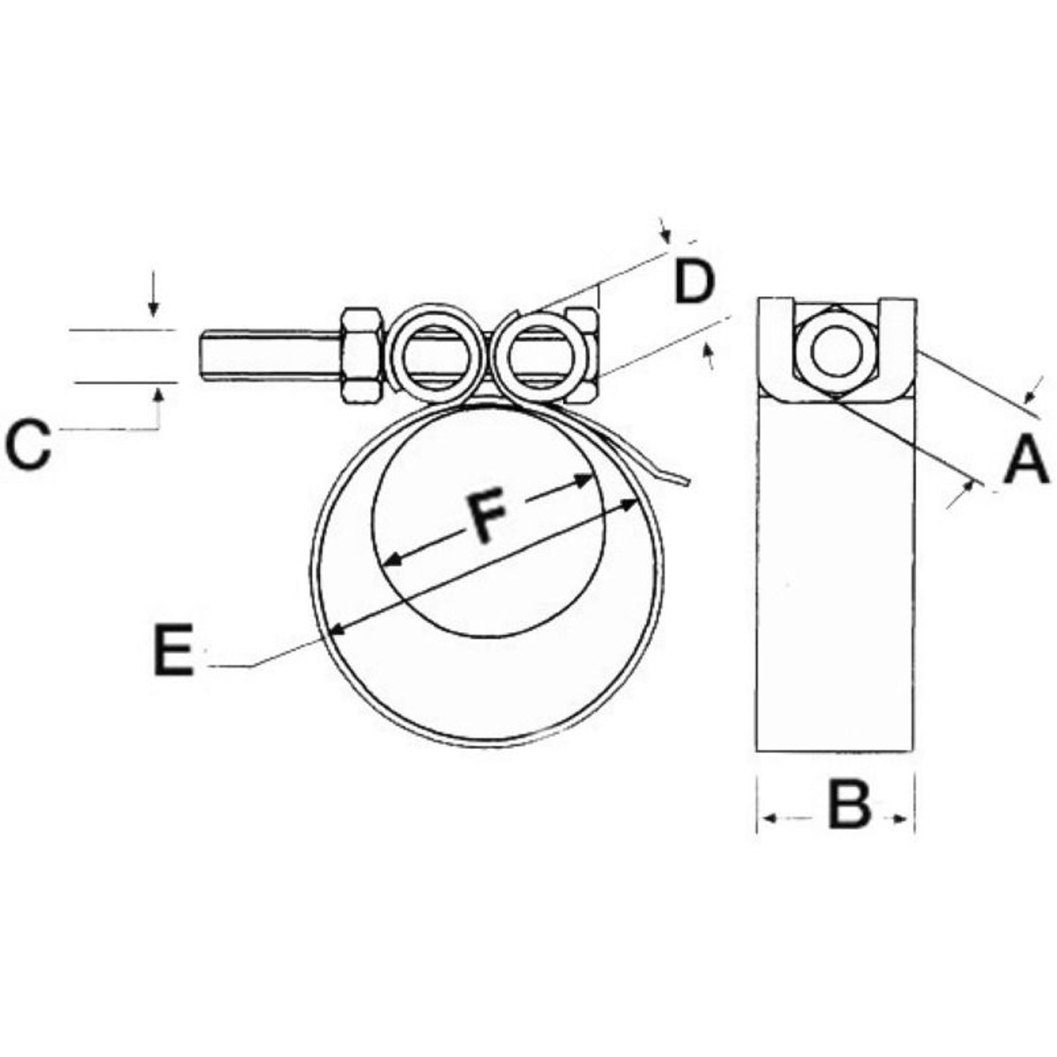 Raskaan käytön letkunkiristin AISI 316 238/250 mm
