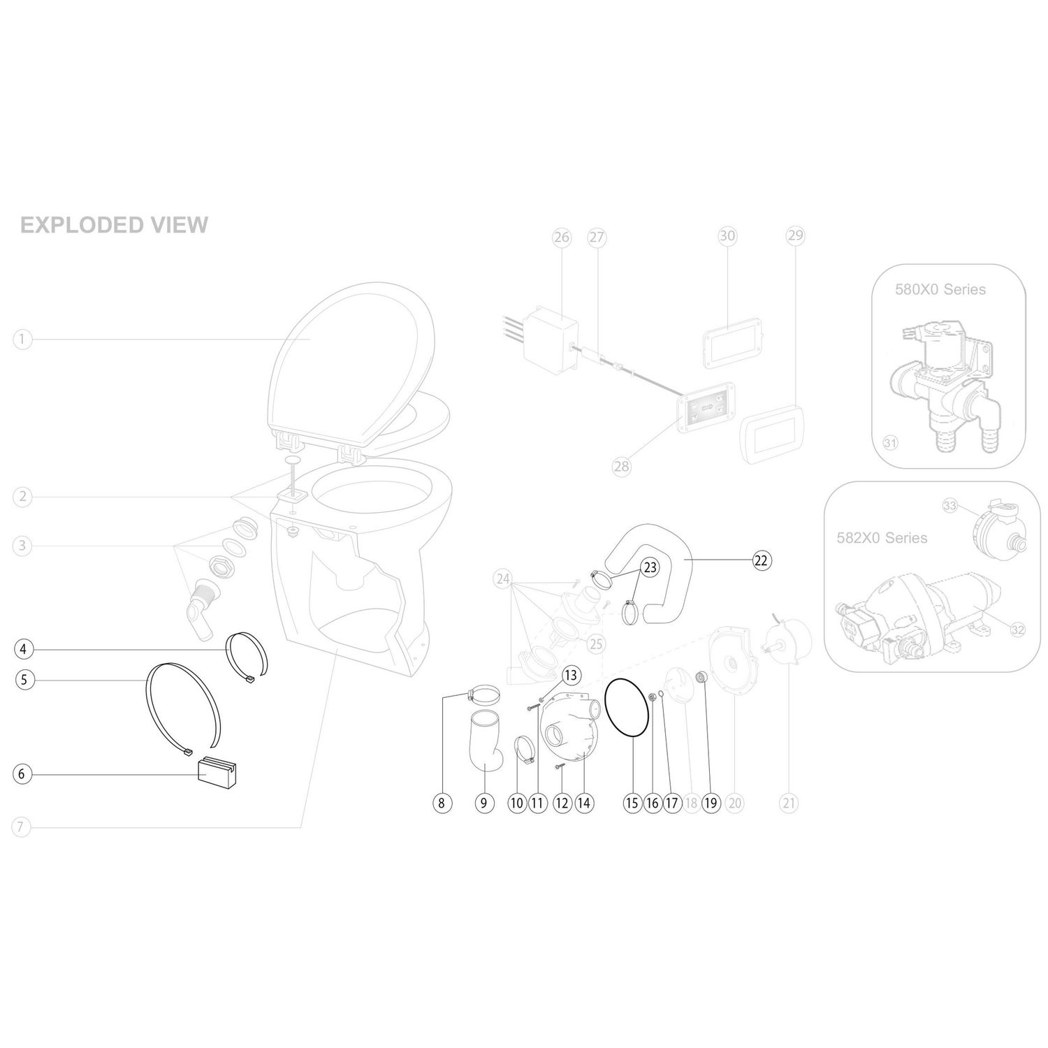 Jabsco Deluxe Flush Service Kit til Toilet