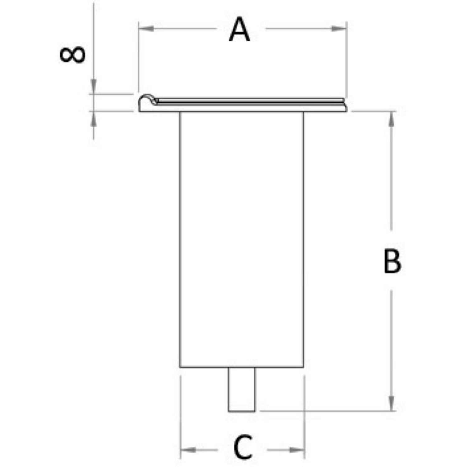 Suora upotettu holkki 150 mm