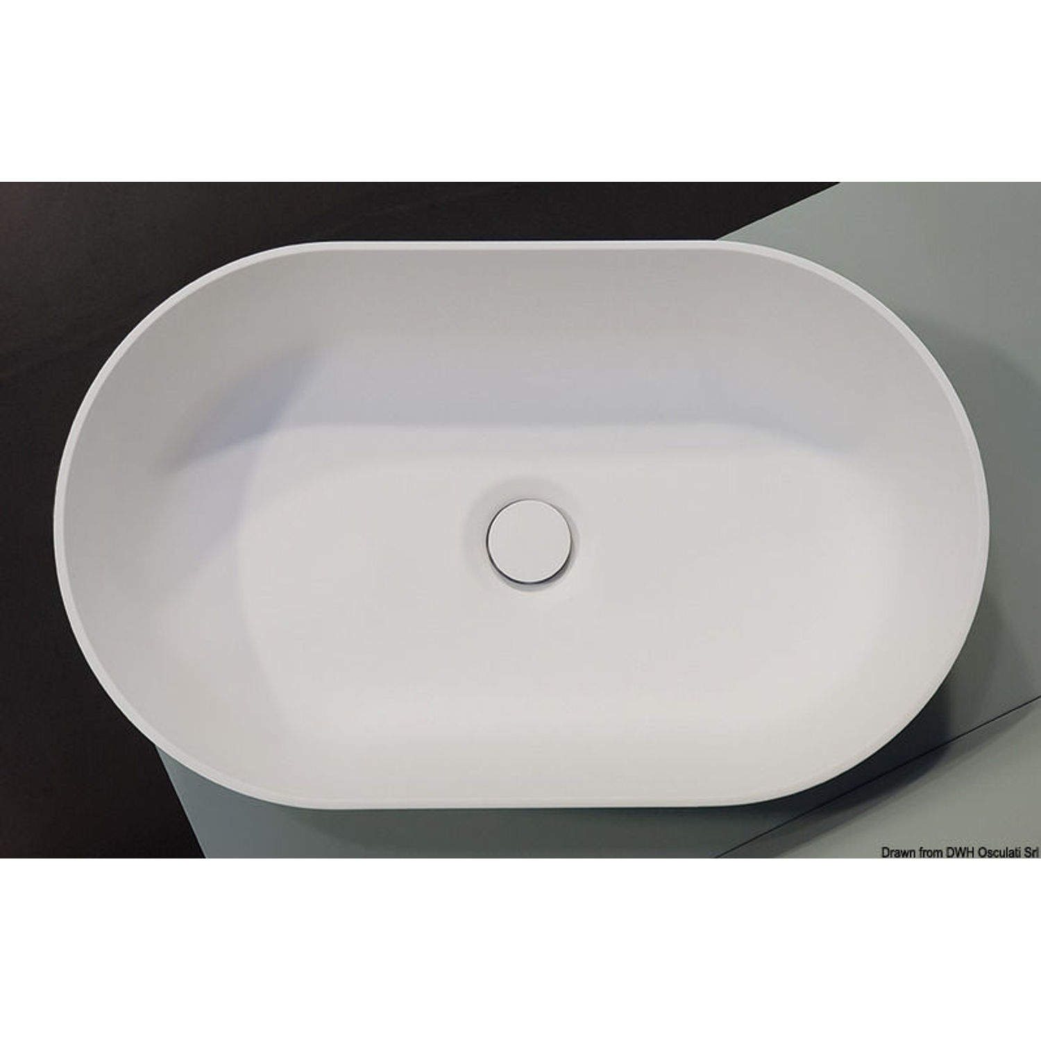 Halvoval bänkskål Ocritech vit 450x260 mm