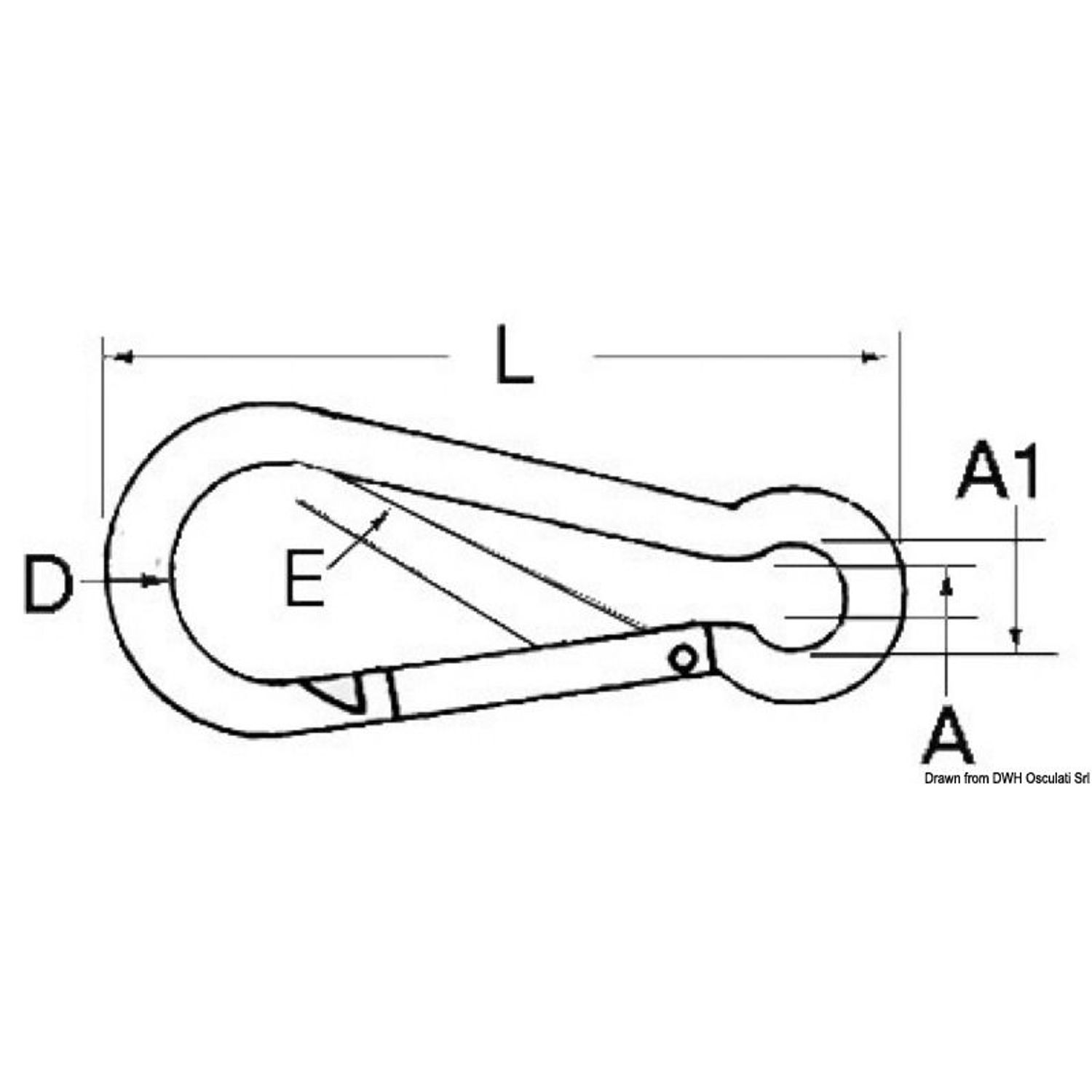 Karabinkrok AISI 316 5 mm