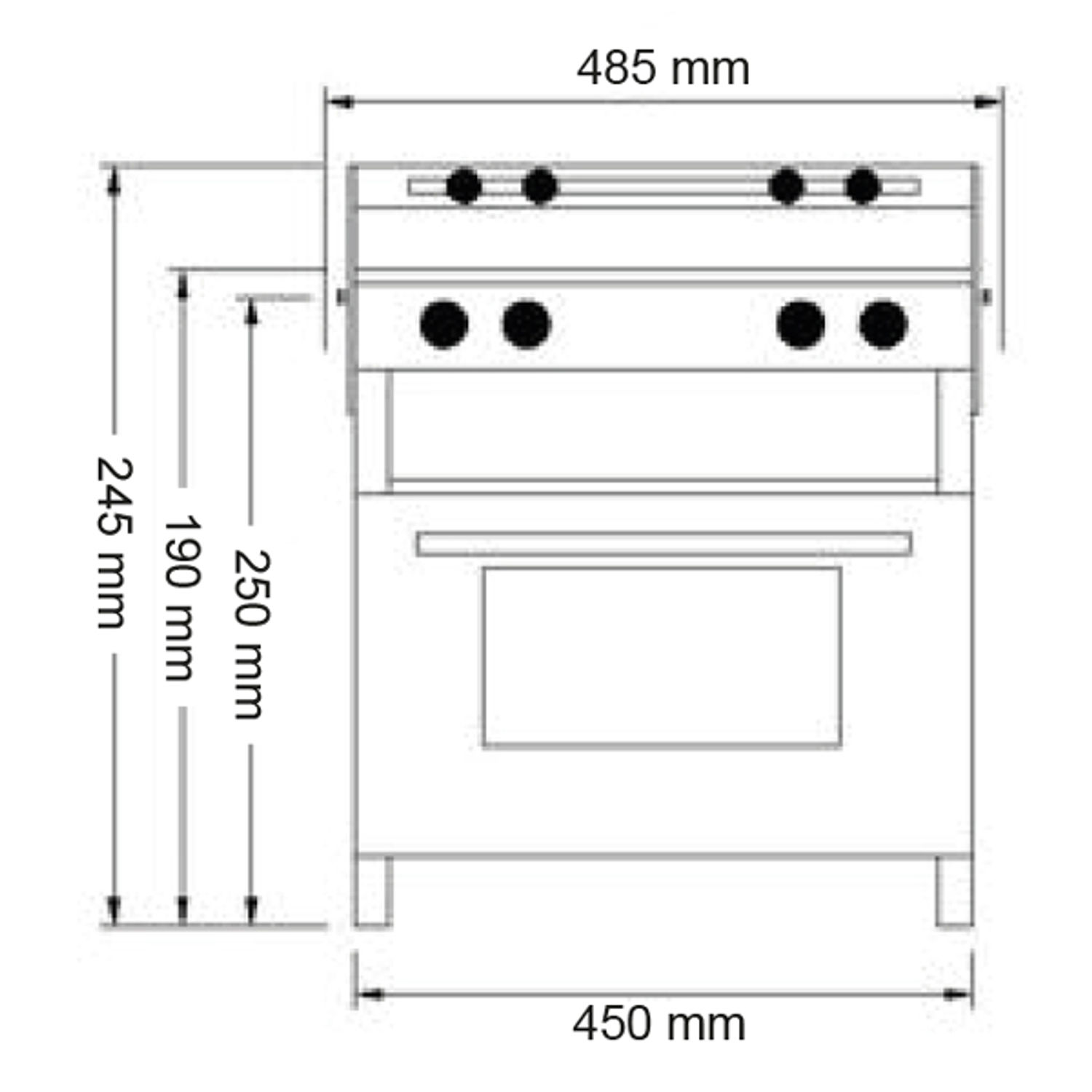 Tasman 4500 frittstående 2-rings kokeplate, elektrisk tenning, grill
