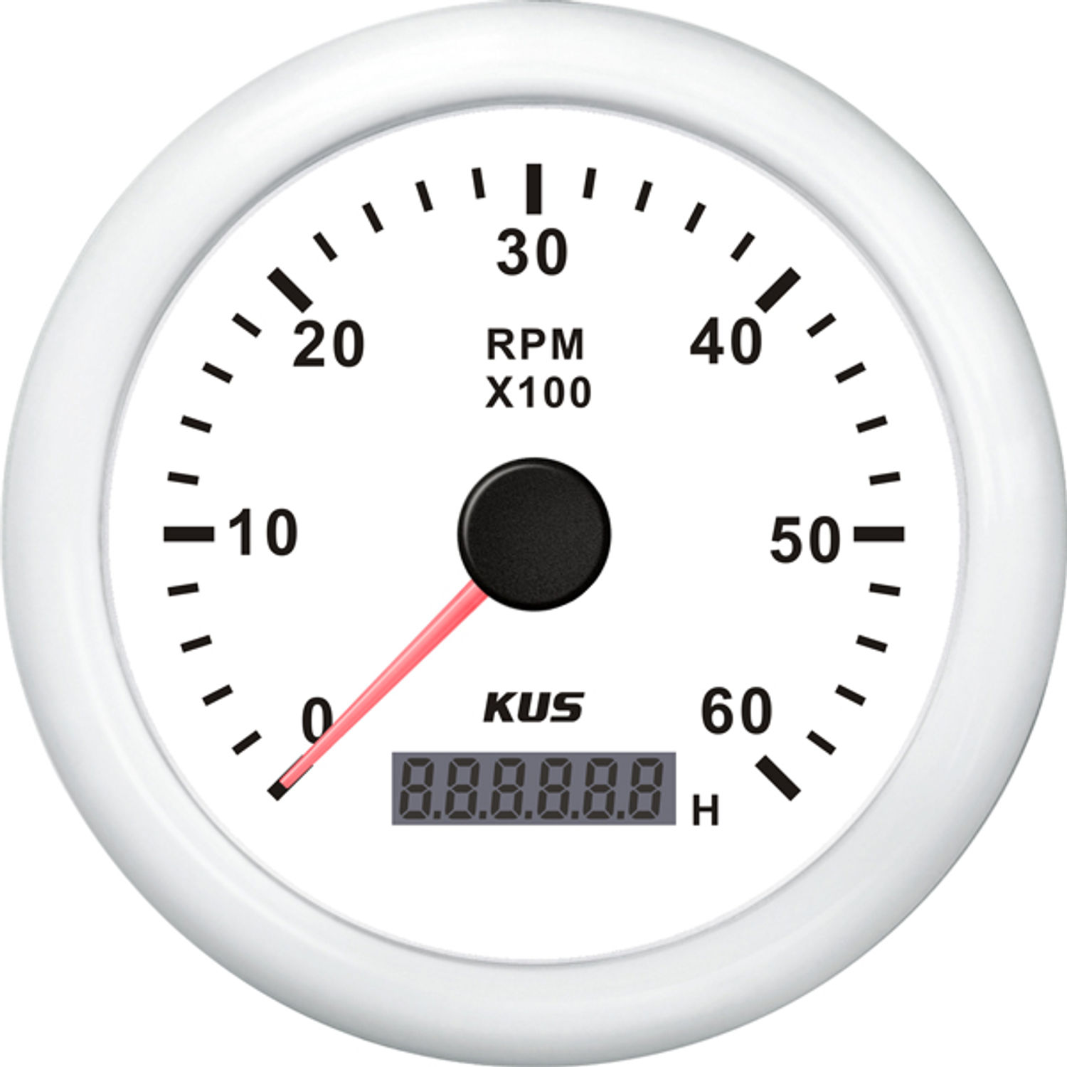 Kus varvräknare diesel 0-6000 0.5-250 med tim. vit 12/24V Ø